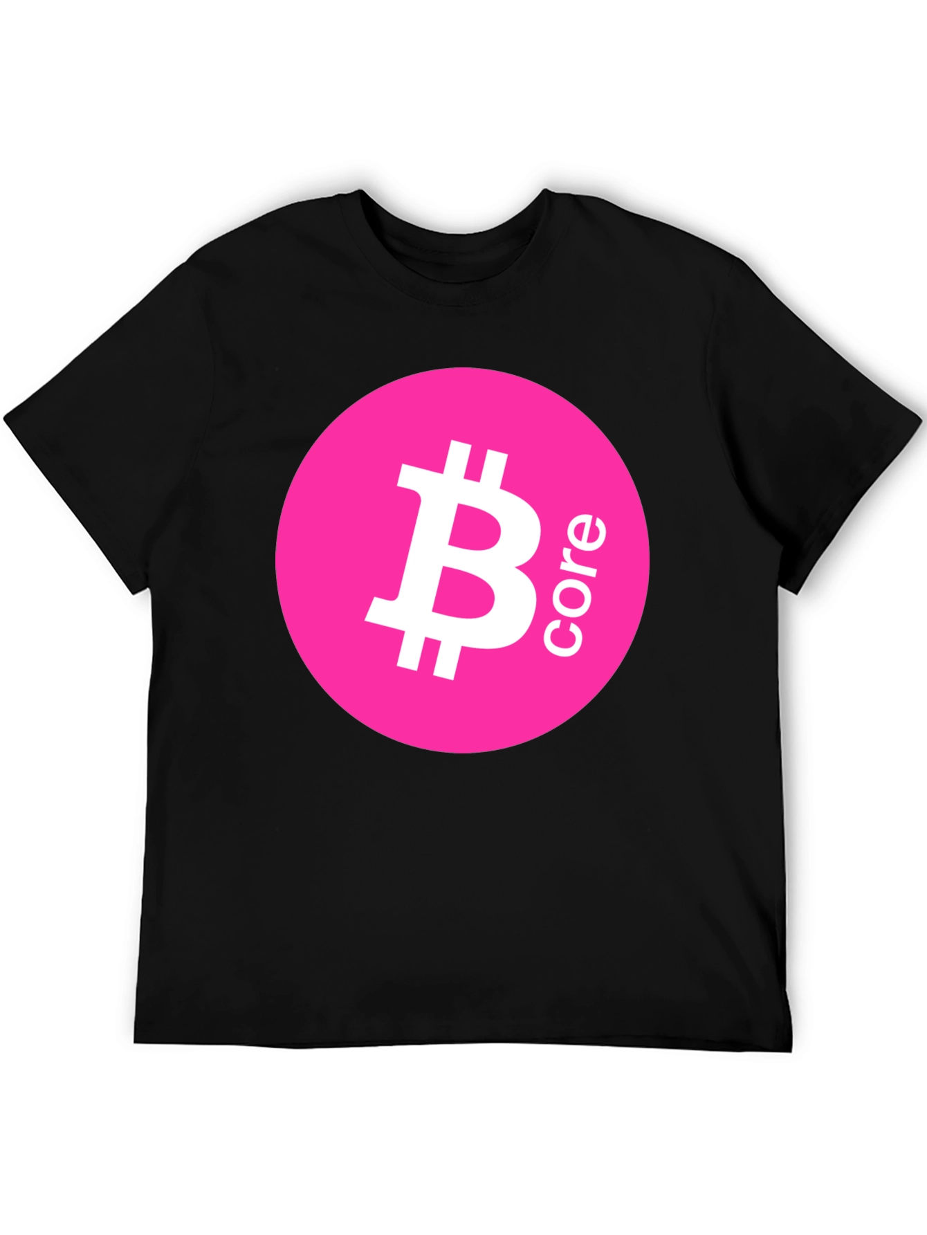 Bitcoin Core Pink Circle Black T-Shirt