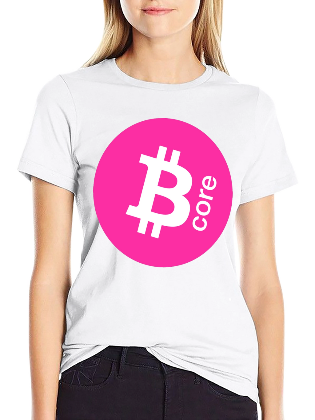 Bitcoin Core Pink Circle Black T-Shirt