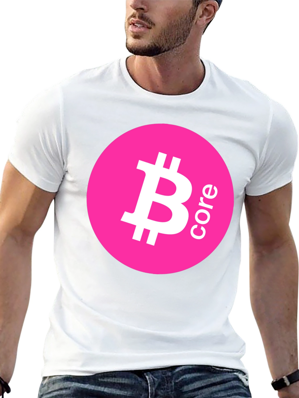 Bitcoin Core Pink Circle Black T-Shirt