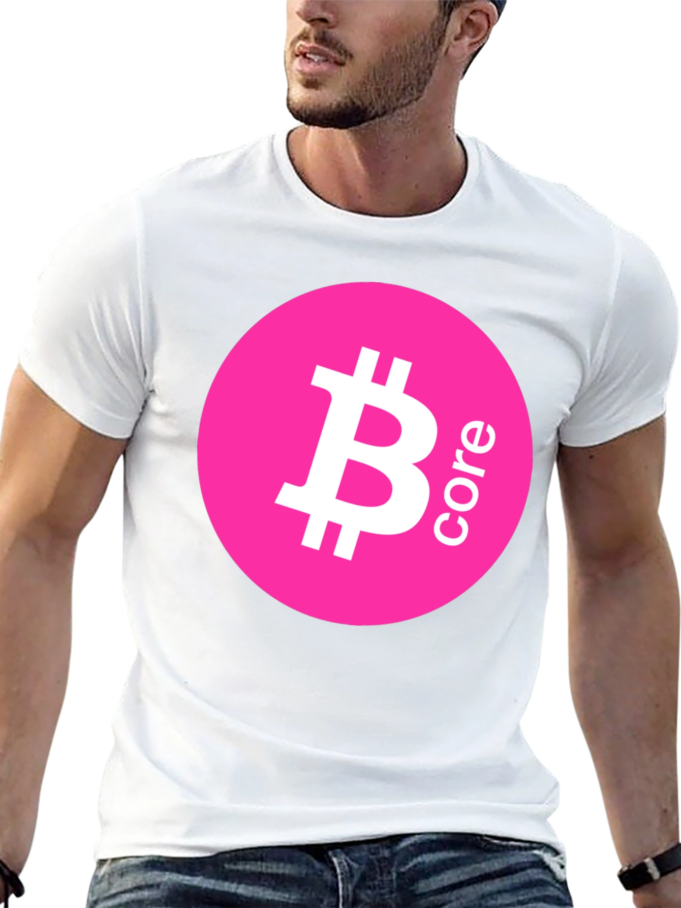 Bitcoin Core Pink Circle Black T-Shirt