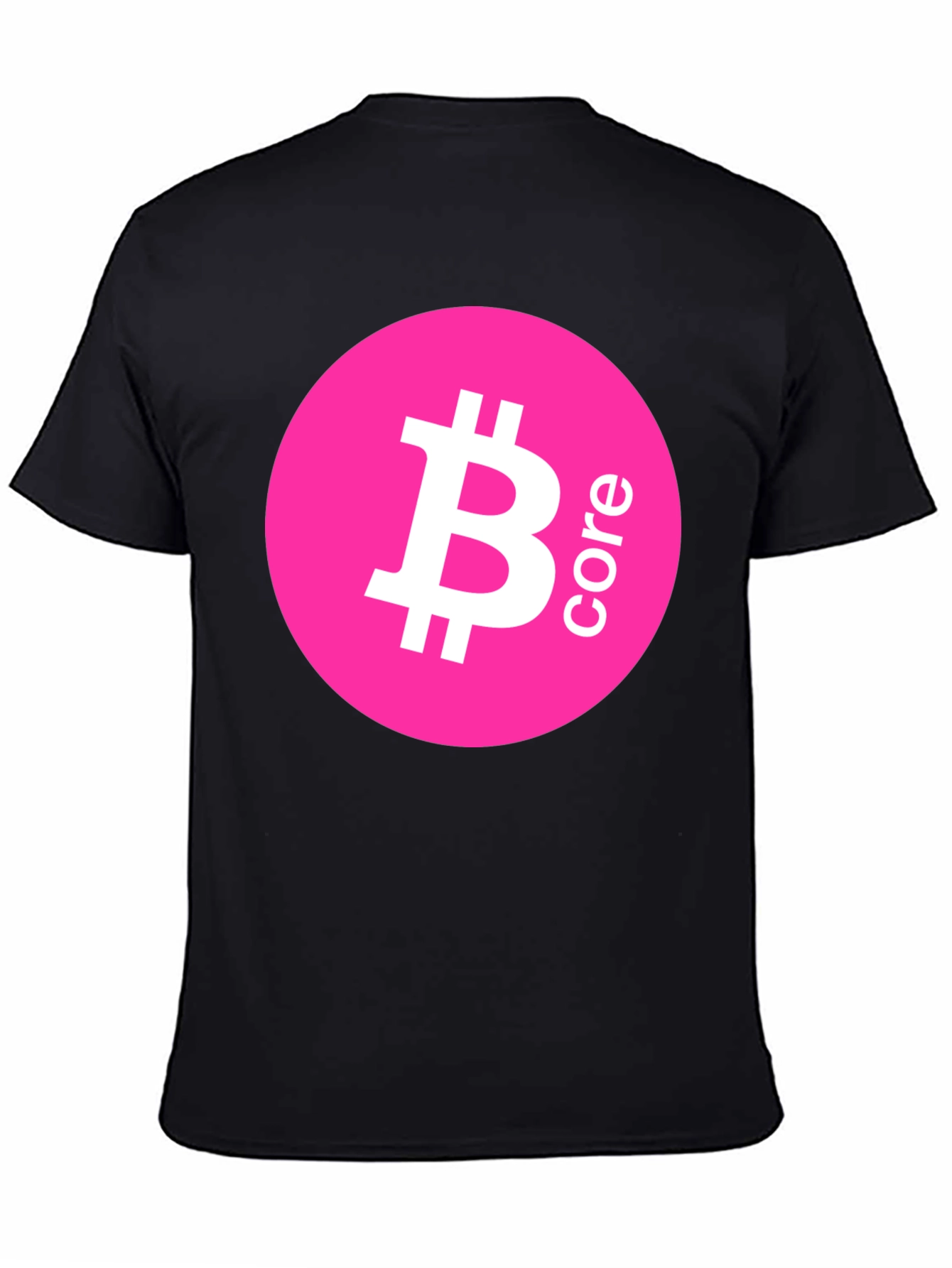 Bitcoin Core Pink Circle Black T-Shirt