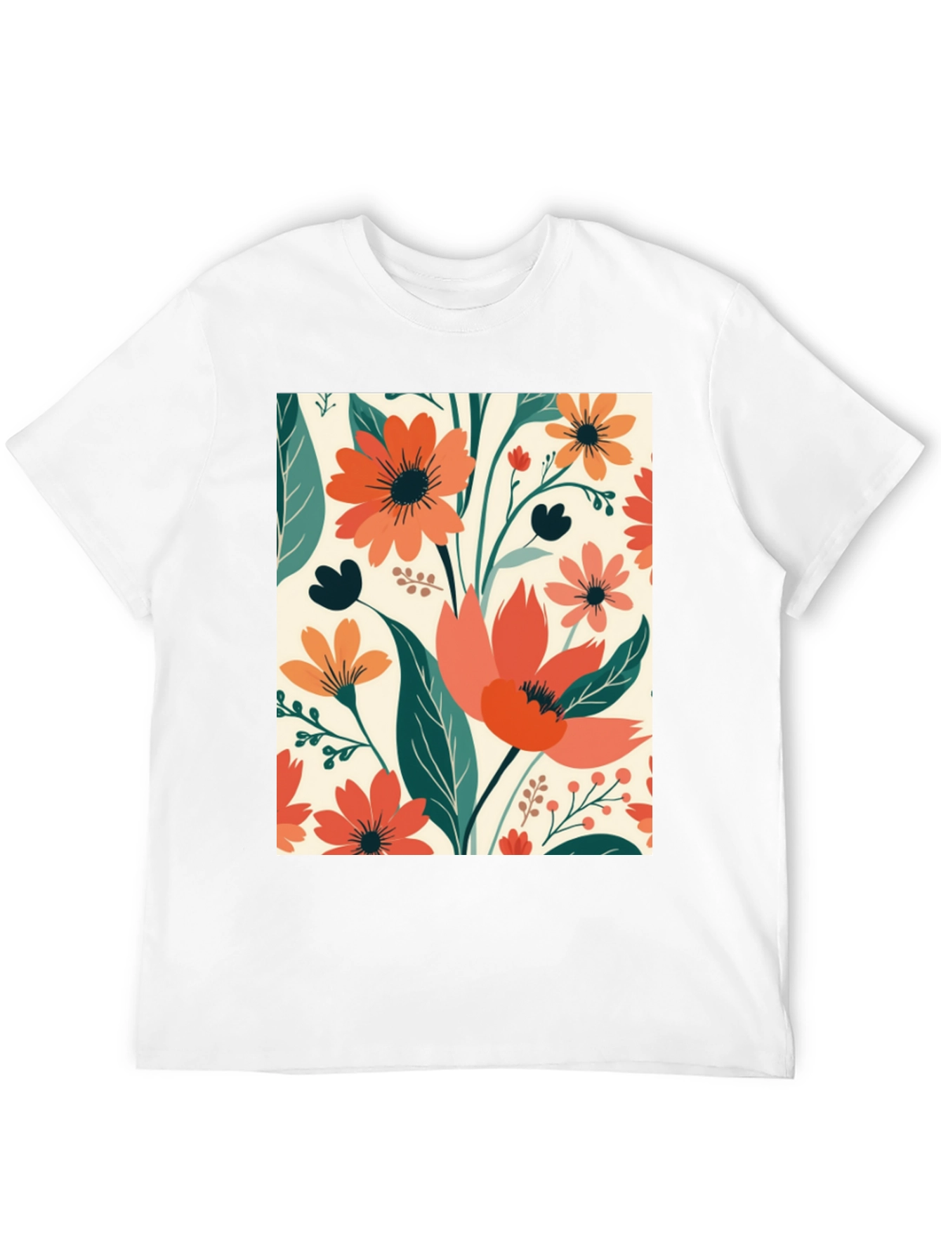 Floral Pattern Tee - Black