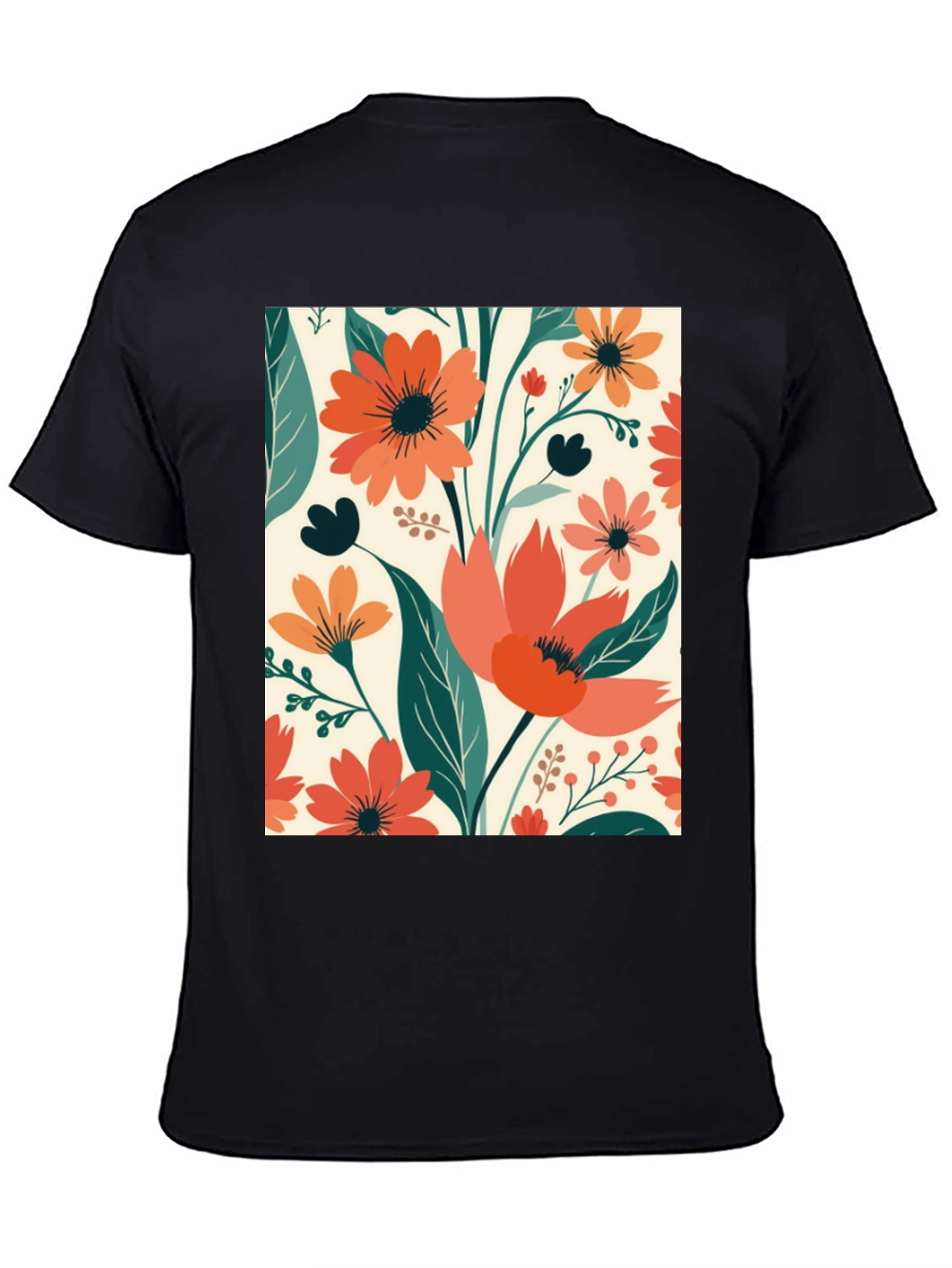 Floral Pattern Tee - Black