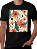 Floral Pattern Tee - Black