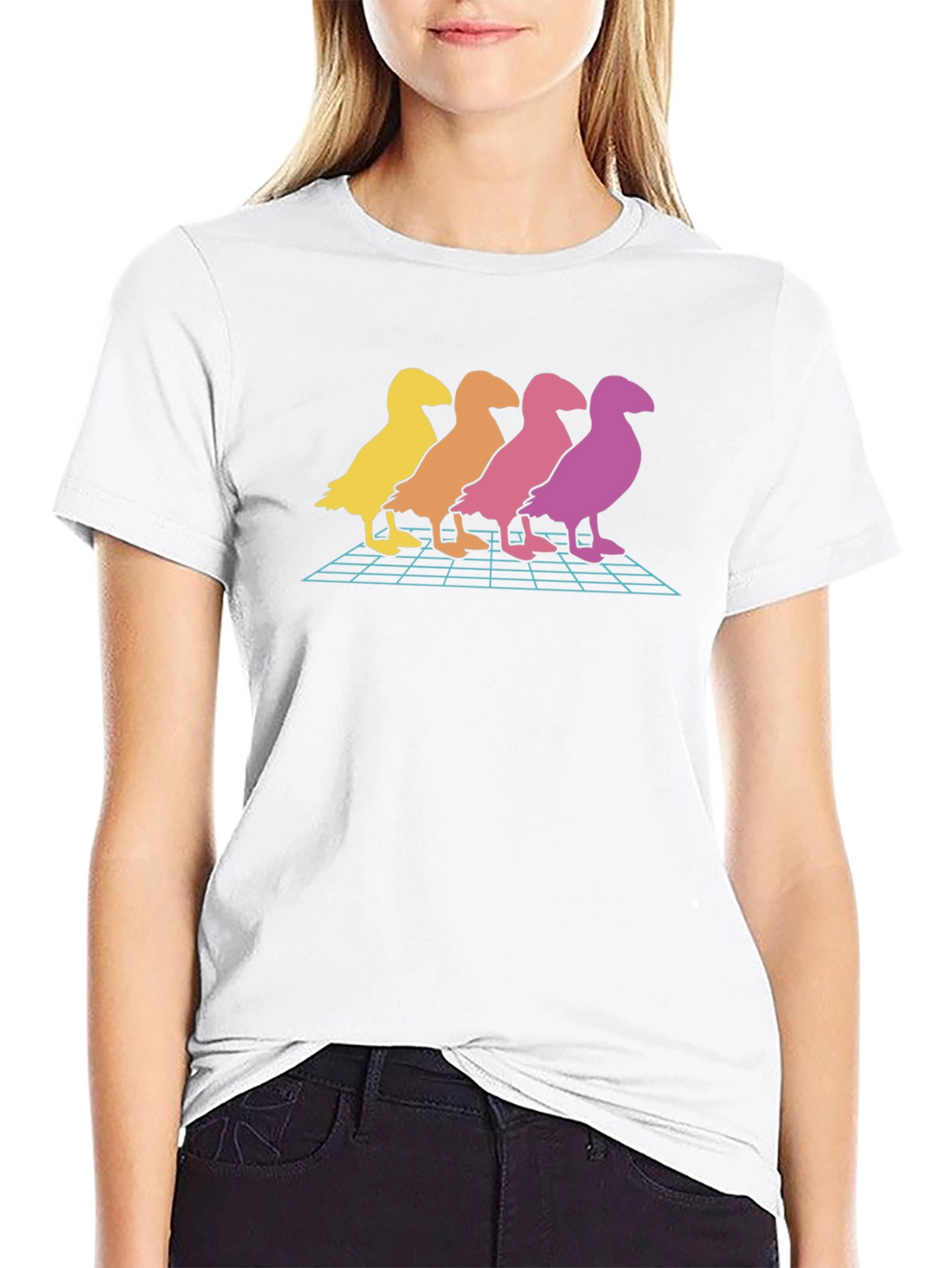 Retro Duck T-Shirt - Gradient Bird Graphic