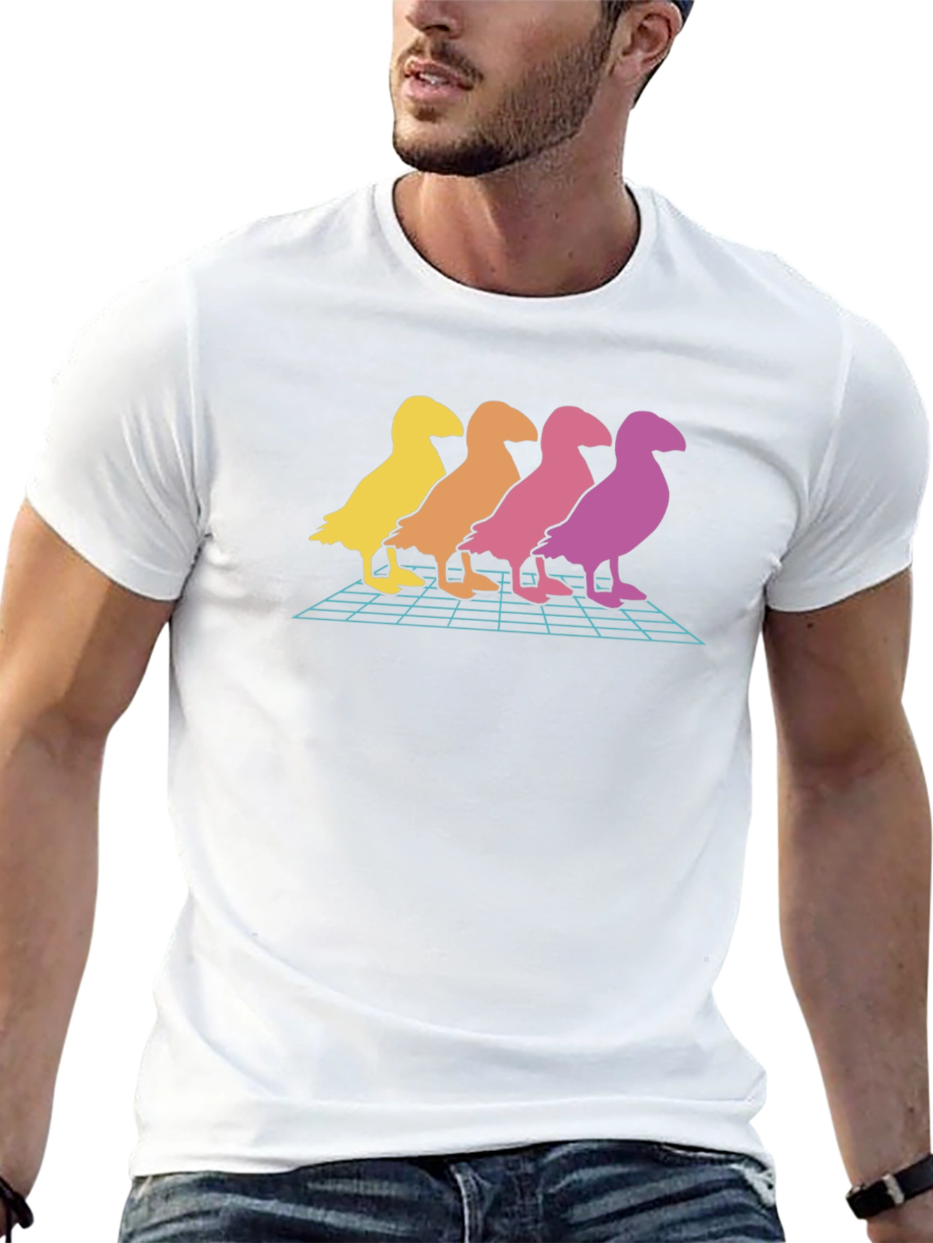 Retro Duck T-Shirt - Gradient Bird Graphic