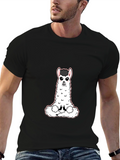 Cute Llama Graphic Tee - Black Casual T-Shirt
