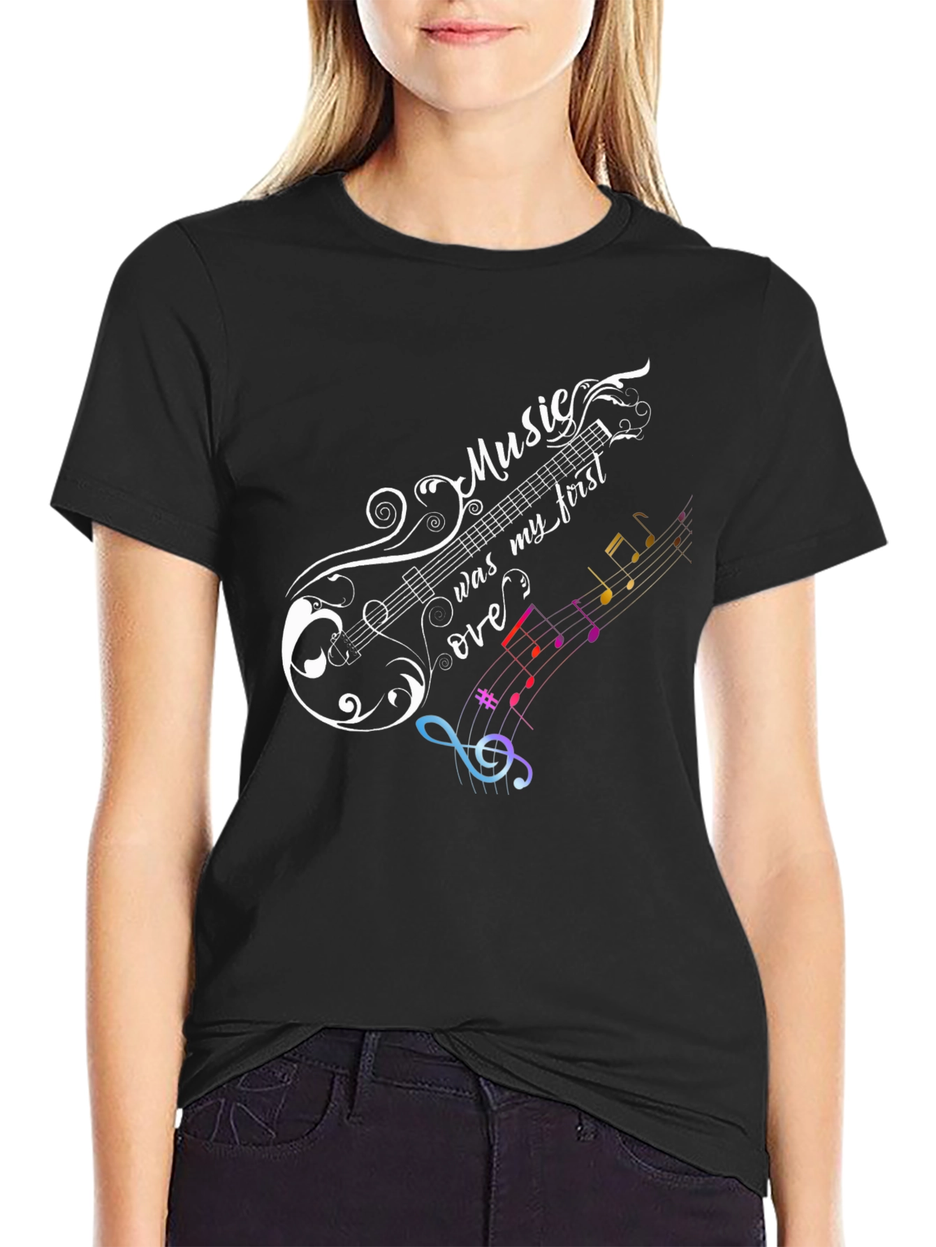 Music Lover Graphic Tee - Black Cotton T-Shirt
