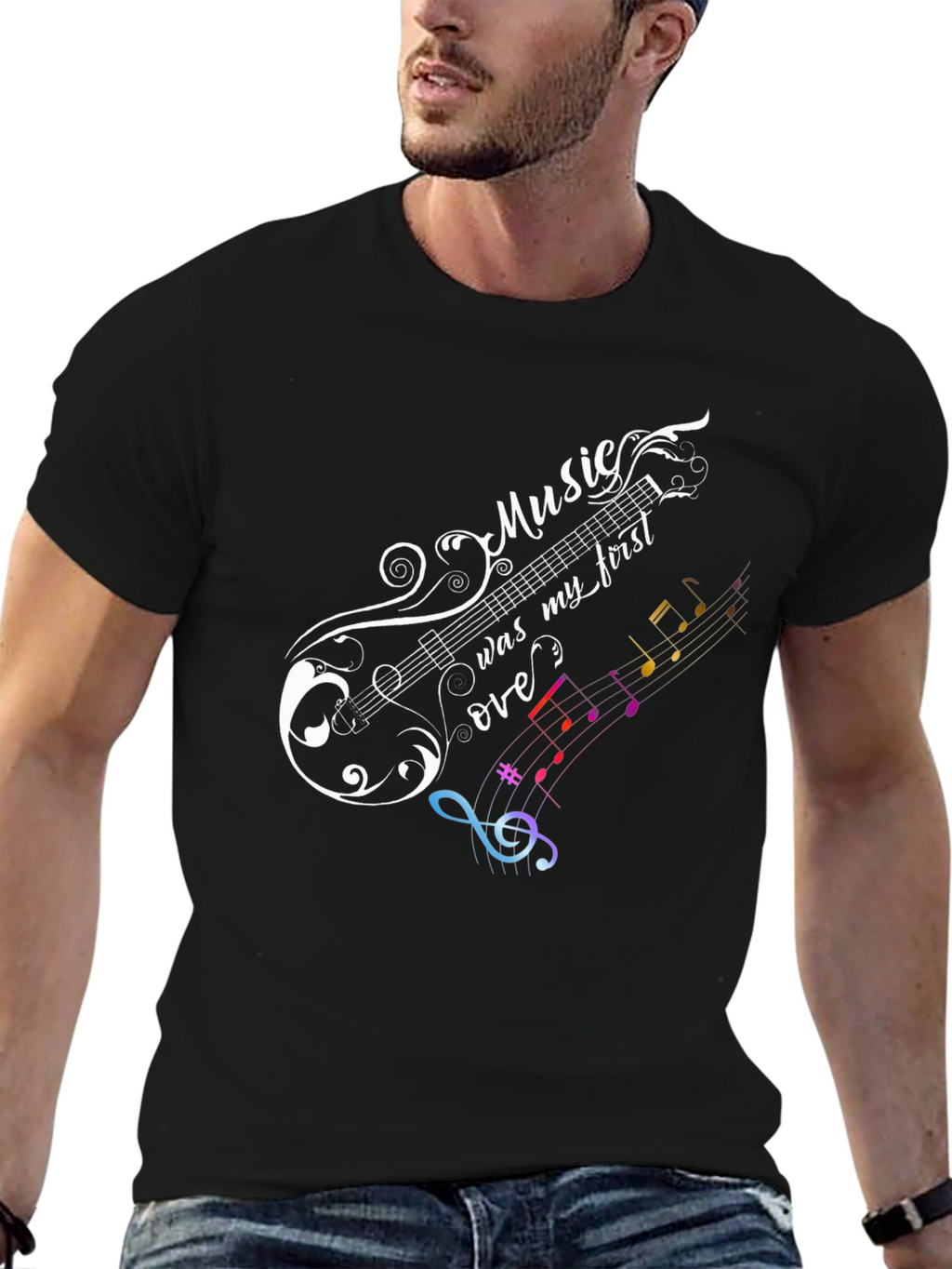 Music Lover Graphic Tee - Black Cotton T-Shirt