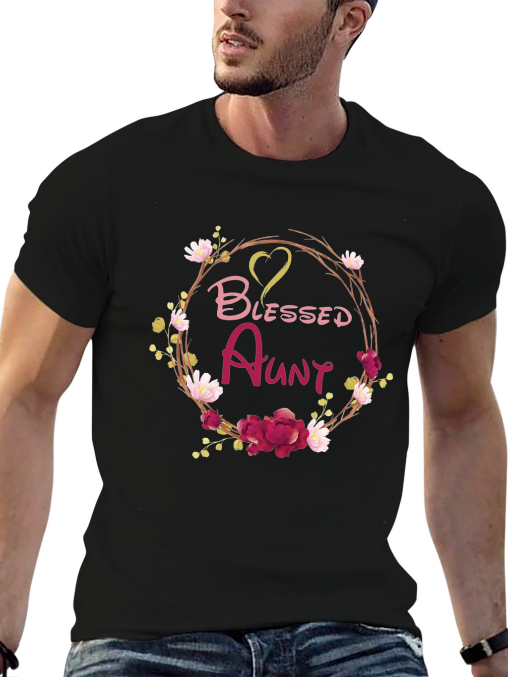 Blessed Aunt Floral Wreath T-Shirt
