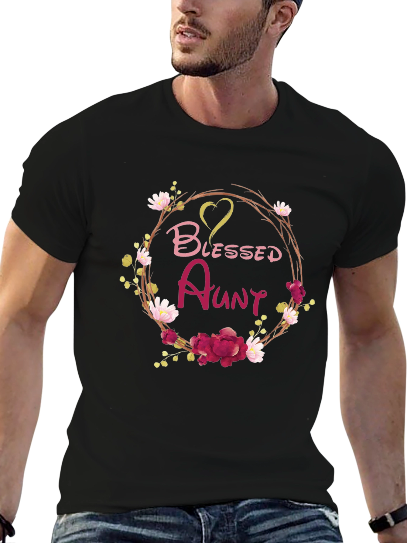 Blessed Aunt Floral Wreath T-Shirt