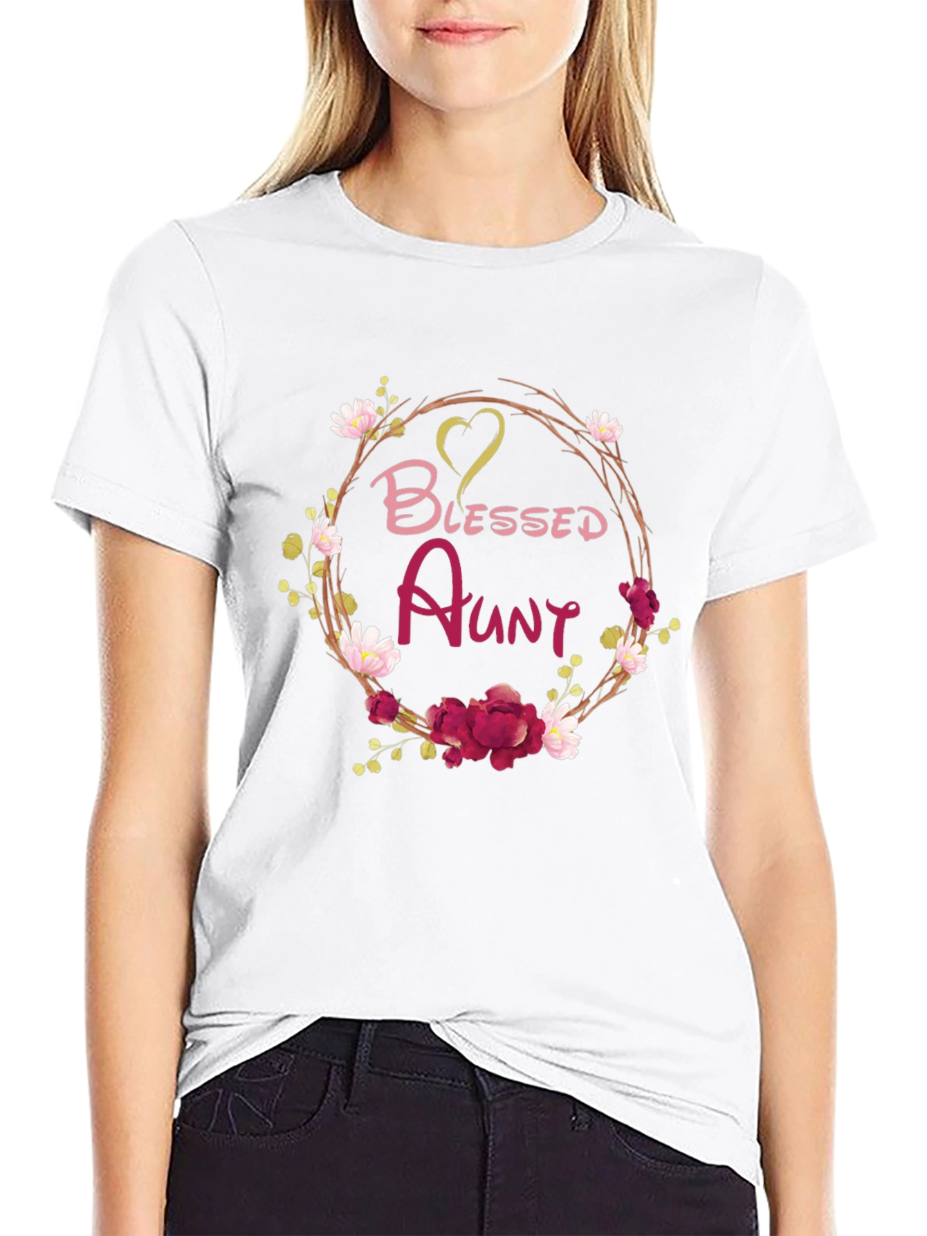 Blessed Aunt Floral Wreath T-Shirt