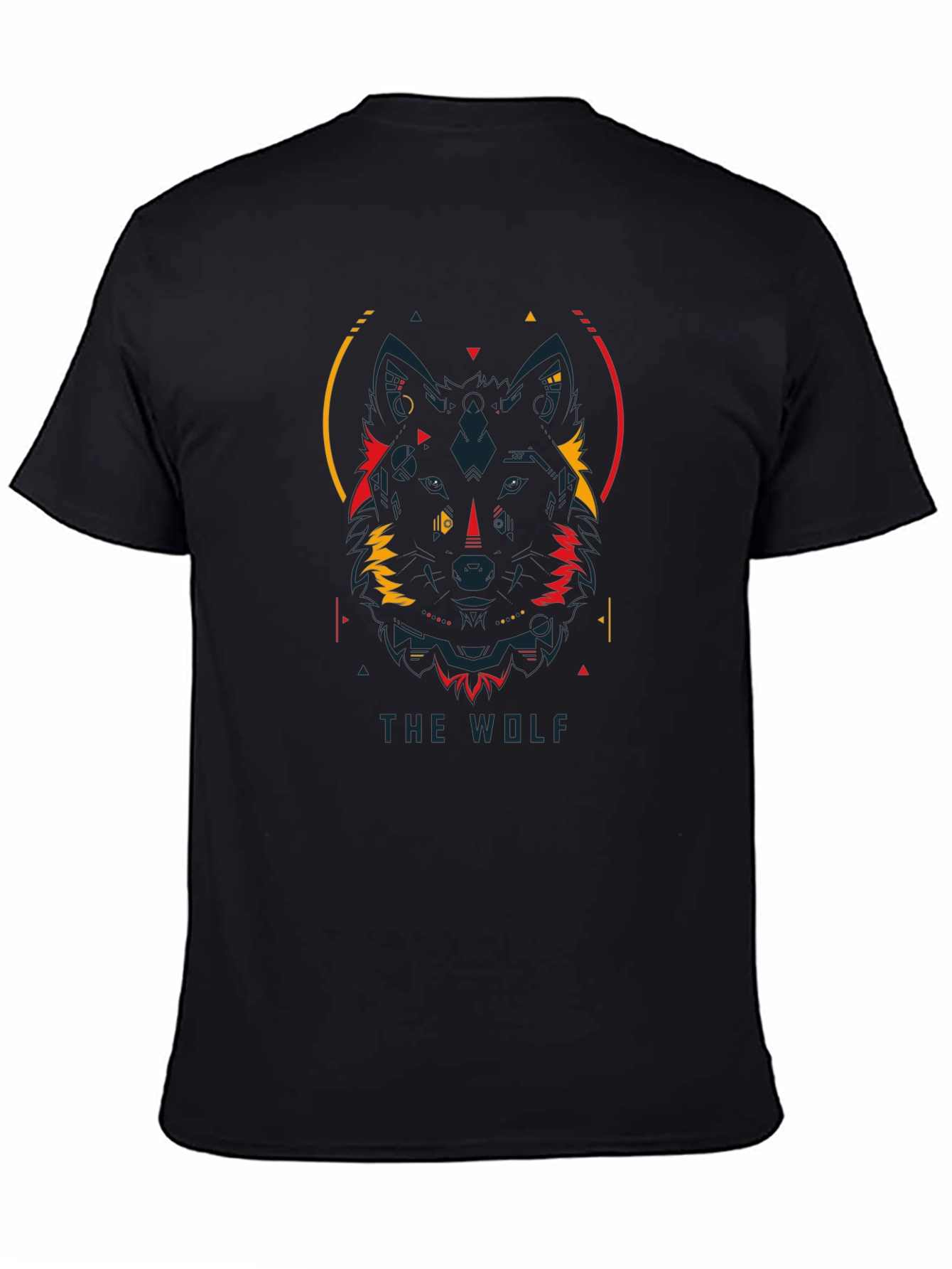 Geometric Wolf Graphic Tee - Modern Black T-Shirt