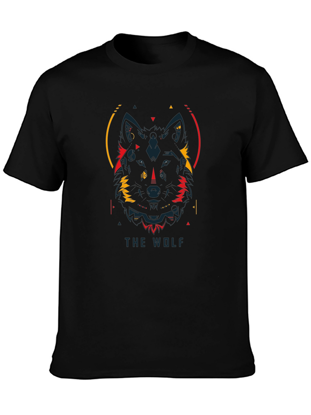 Geometric Wolf Graphic Tee - Modern Black T-Shirt