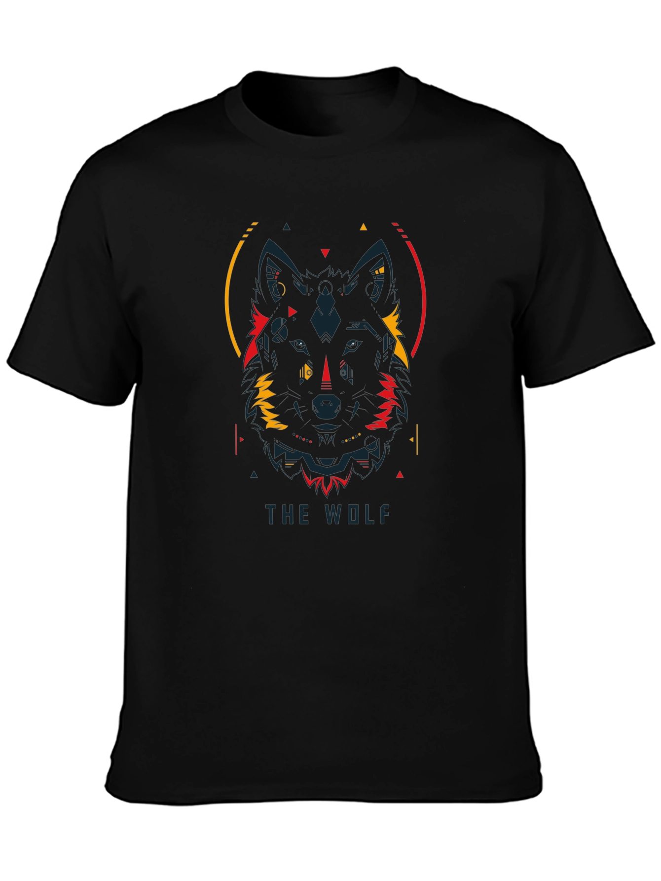 Geometric Wolf Graphic Tee - Modern Black T-Shirt