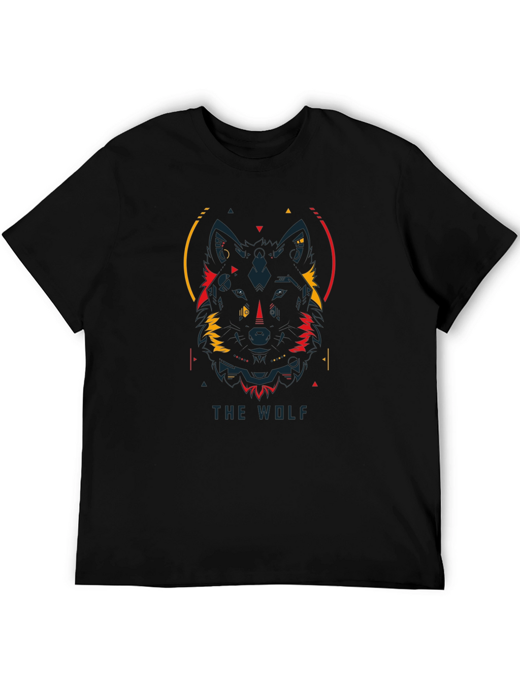 Geometric Wolf Graphic Tee - Modern Black T-Shirt