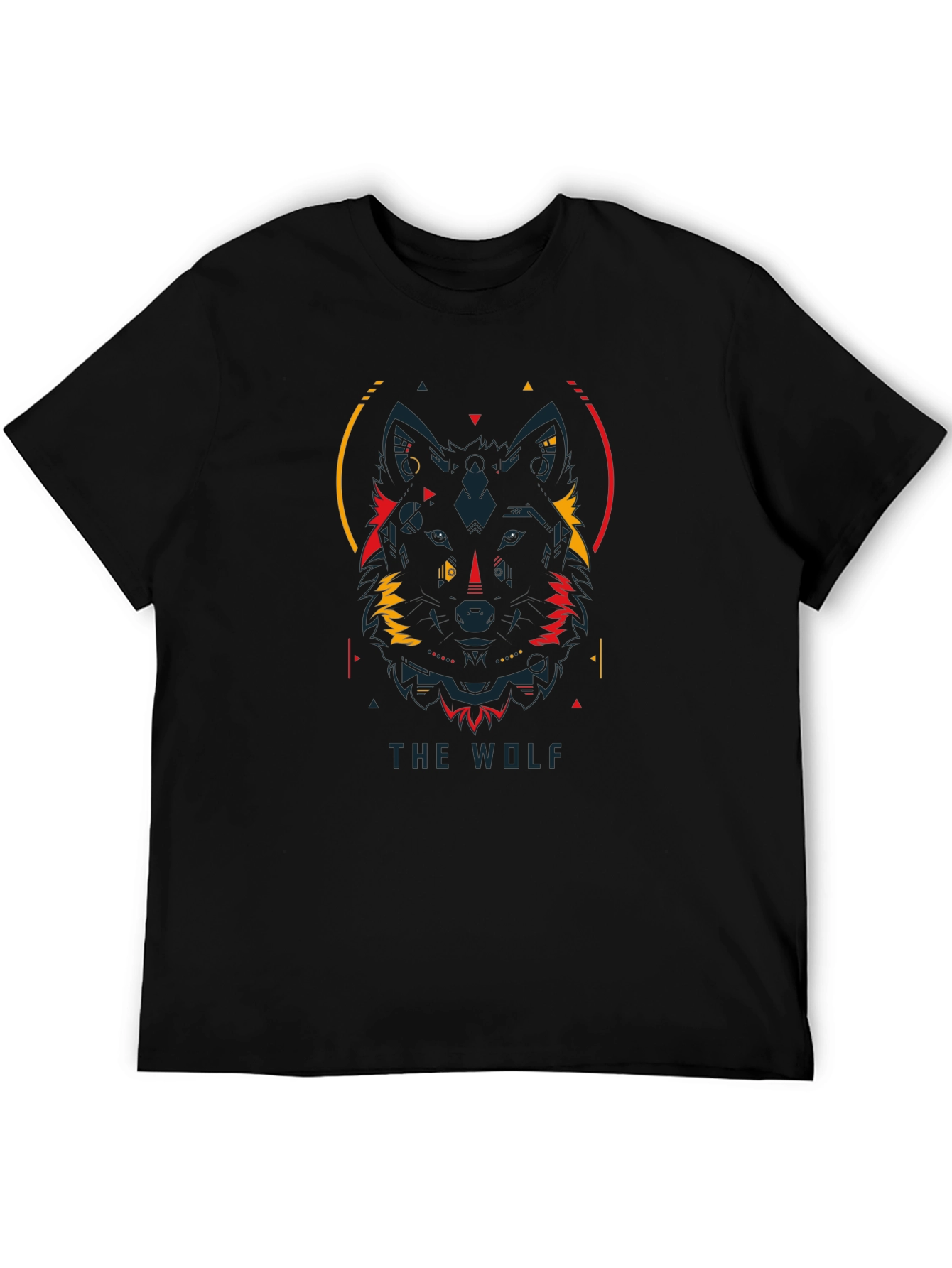 Geometric Wolf Graphic Tee - Modern Black T-Shirt