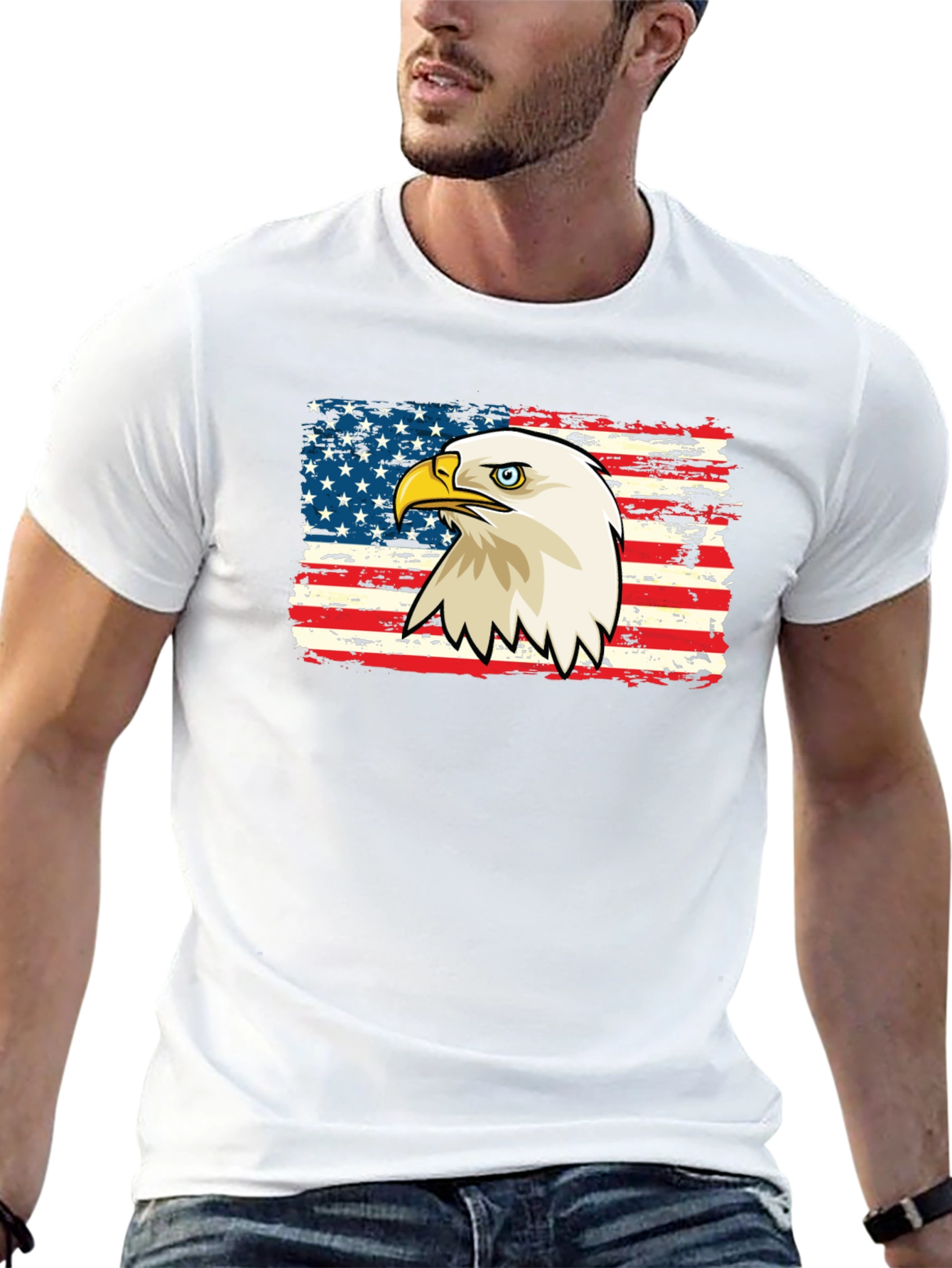 Bald Eagle American Flag Graphic T-Shirt