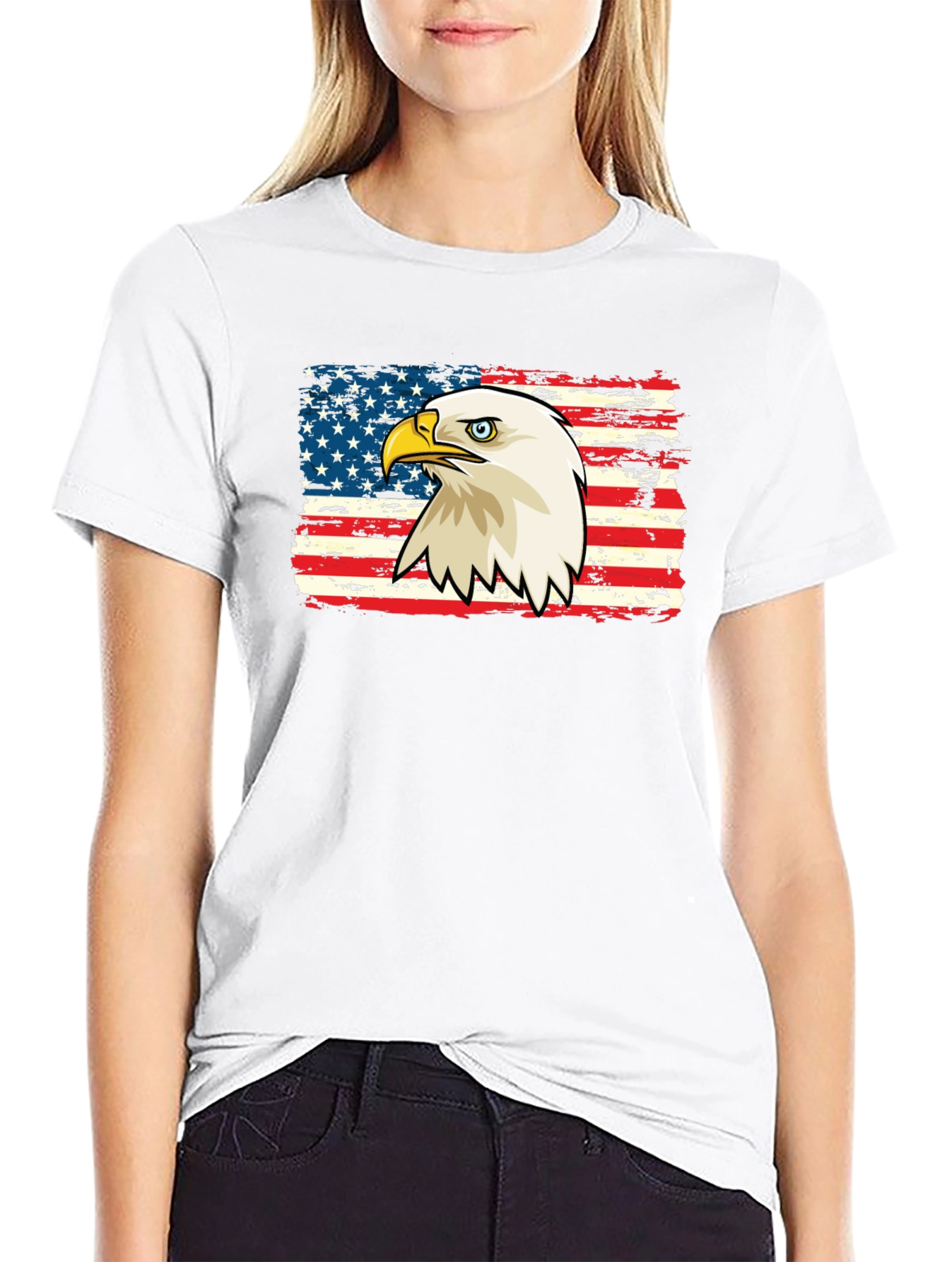Bald Eagle American Flag Graphic T-Shirt