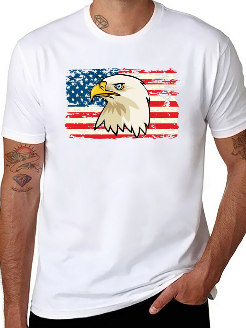 Bald Eagle American Flag Graphic T-Shirt
