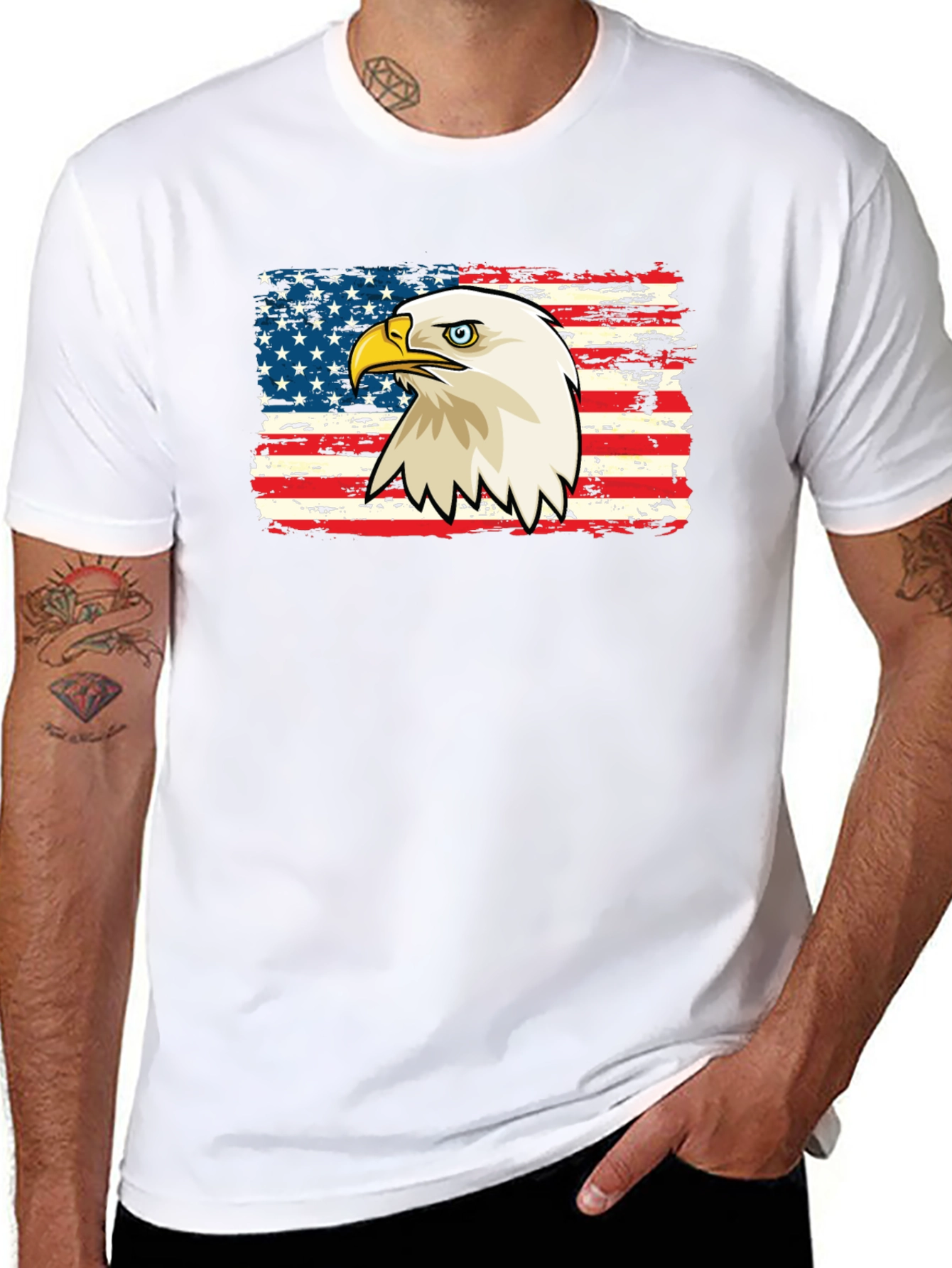 Bald Eagle American Flag Graphic T-Shirt