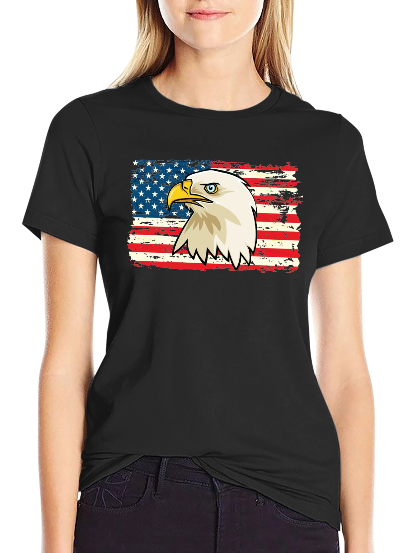 Bald Eagle American Flag Graphic T-Shirt
