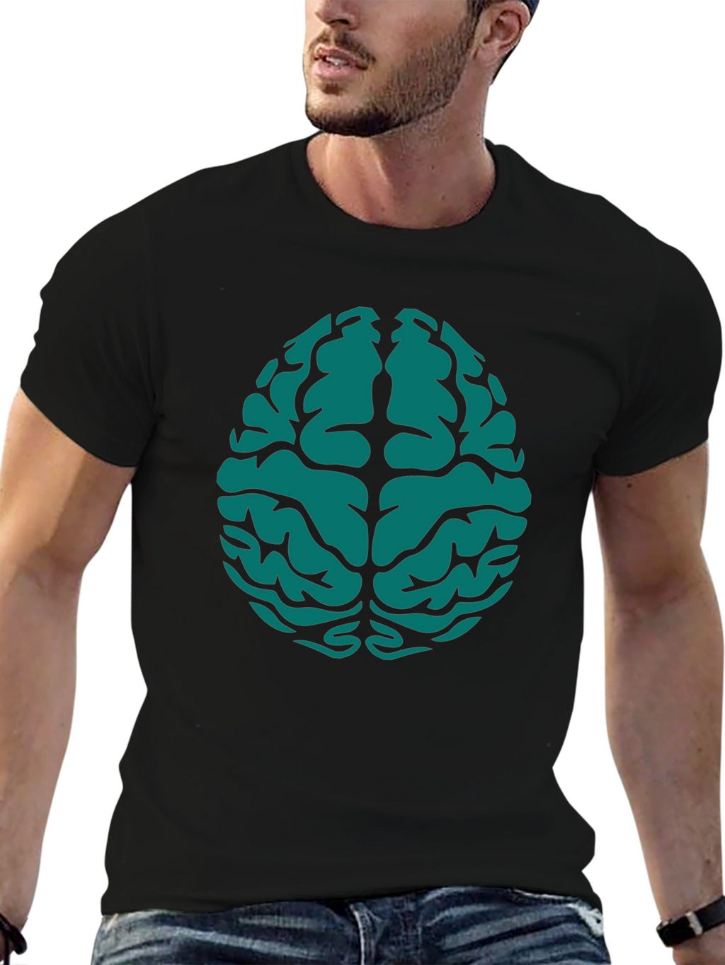 Brain Graphic Tee - Black Cotton Blend