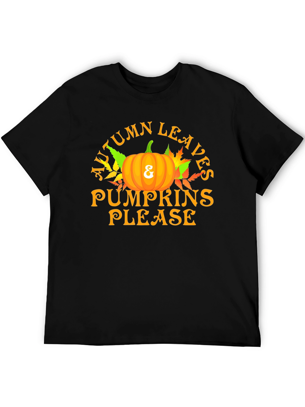 Autumn Leaves & Pumpkins Please Graphic T-Shirt