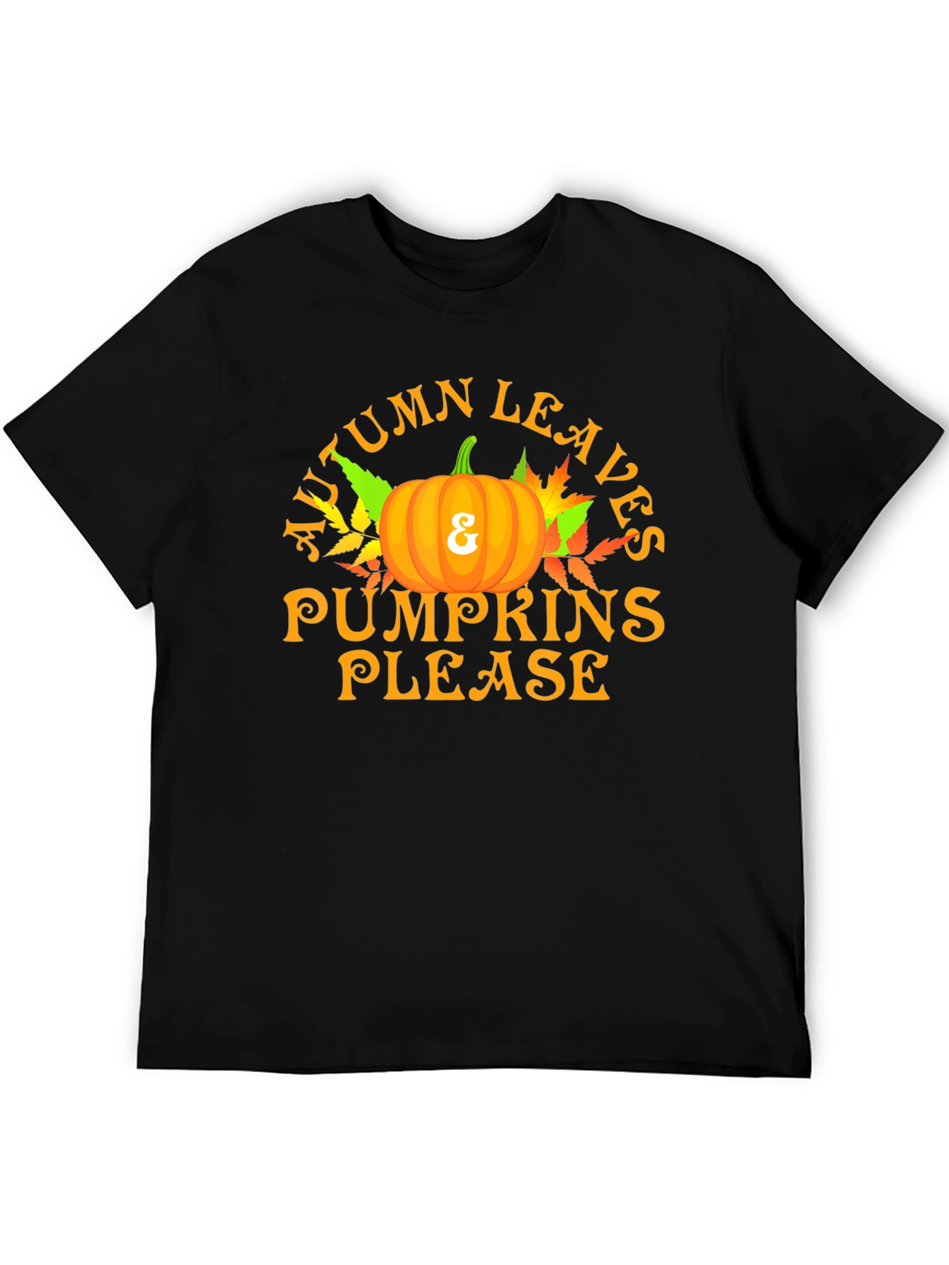Autumn Leaves & Pumpkins Please Graphic T-Shirt