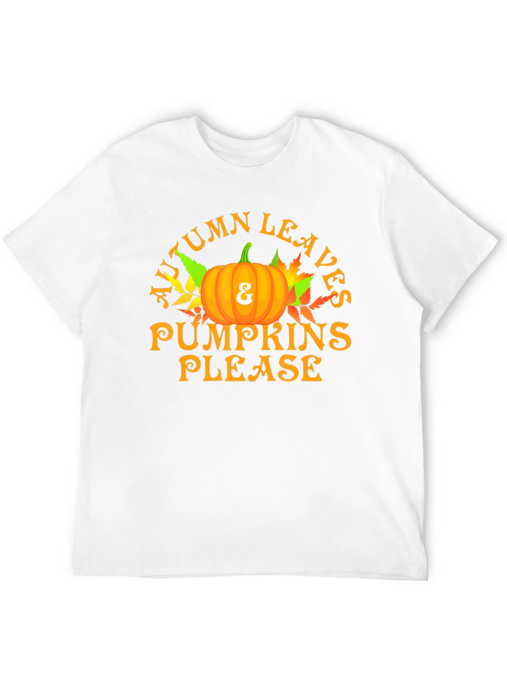 Autumn Leaves & Pumpkins Please Graphic T-Shirt