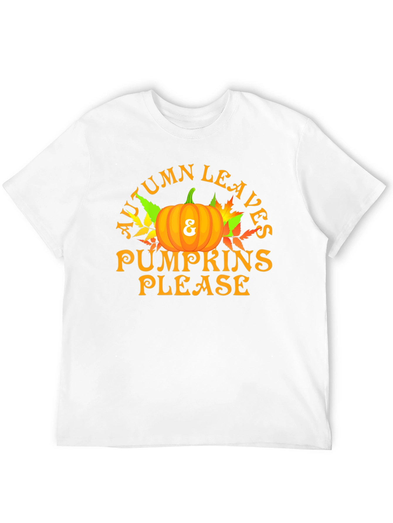 Autumn Leaves & Pumpkins Please Graphic T-Shirt