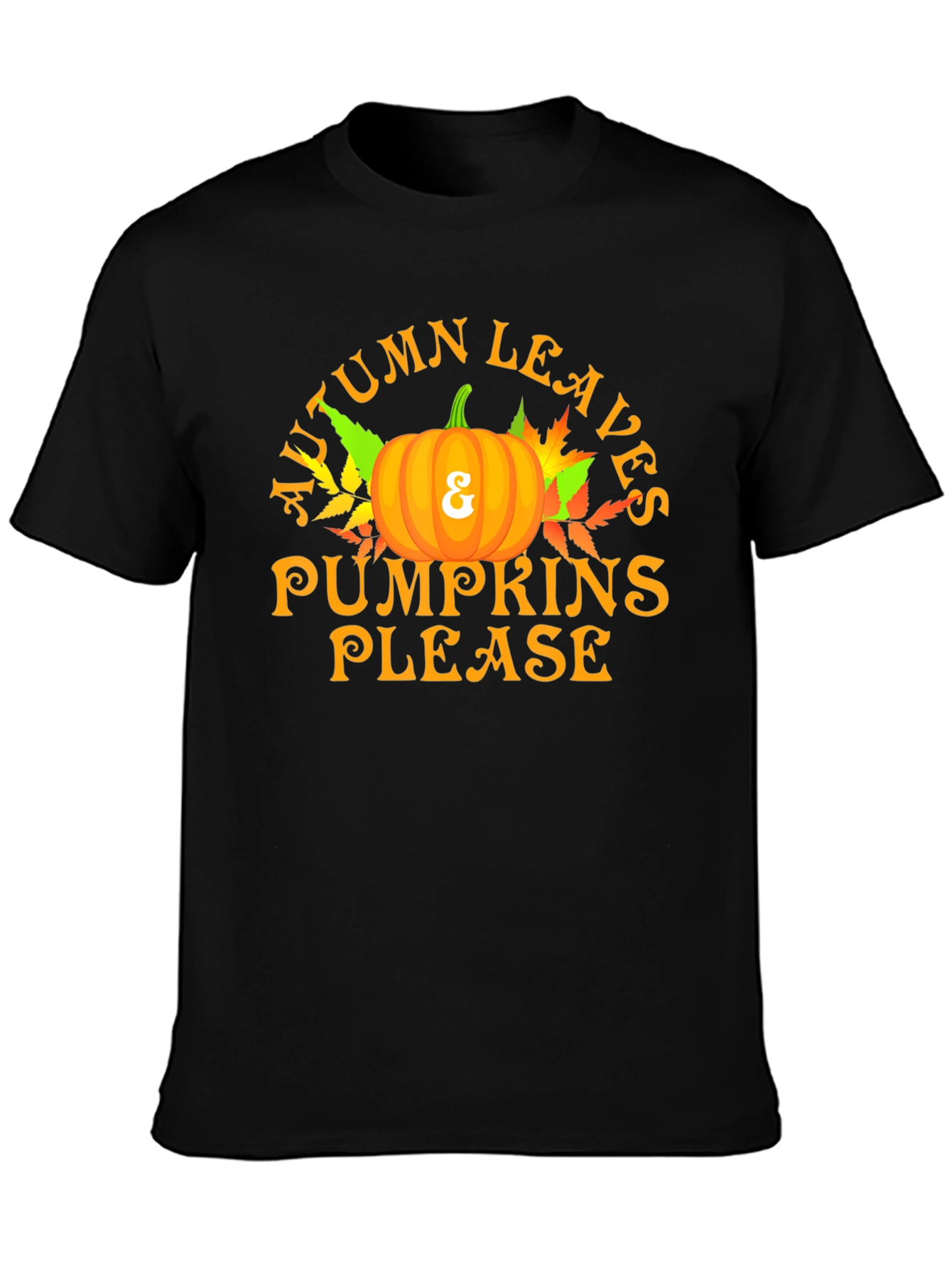 Autumn Leaves & Pumpkins Please Graphic T-Shirt
