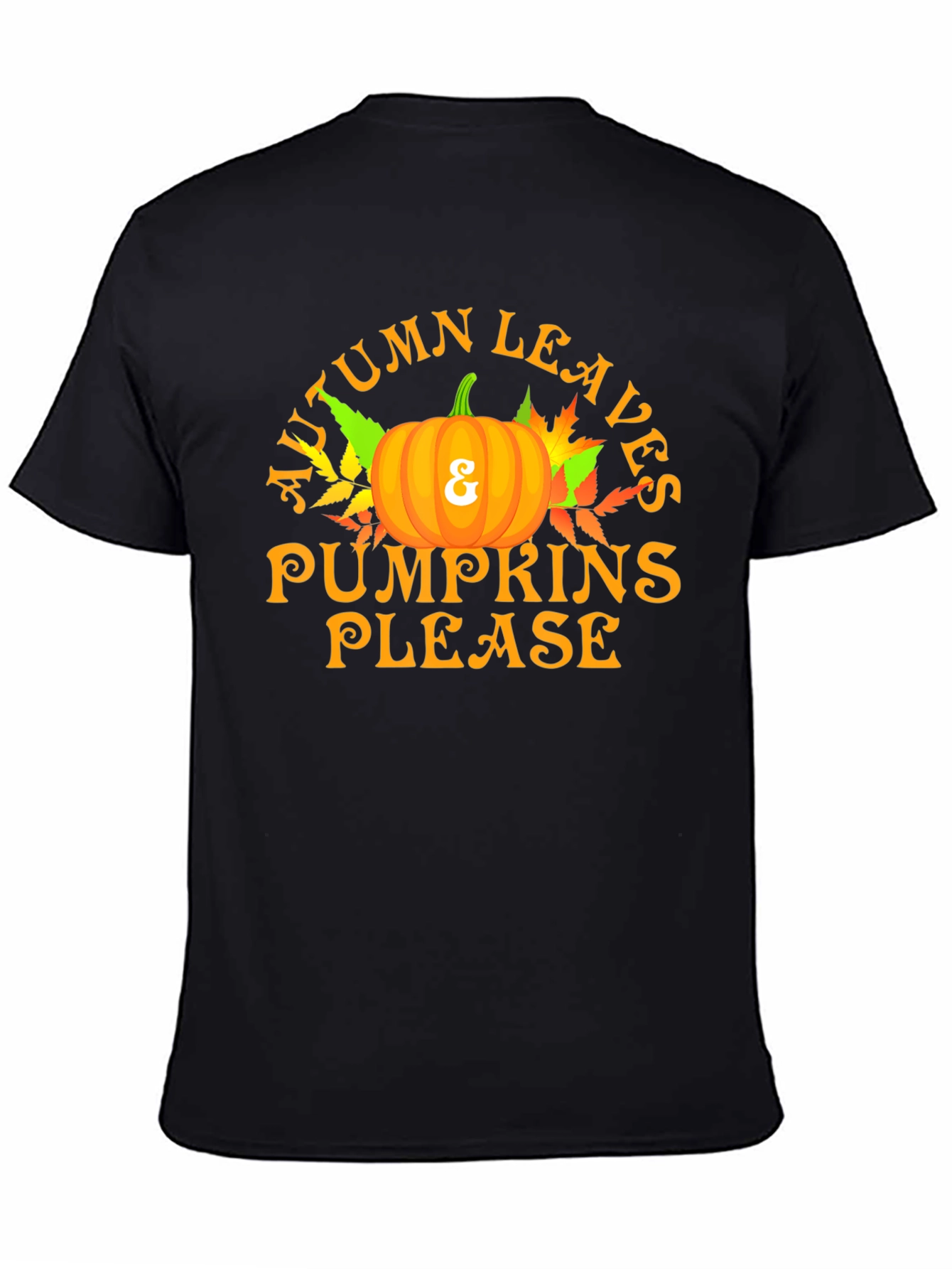 Autumn Leaves & Pumpkins Please Graphic T-Shirt