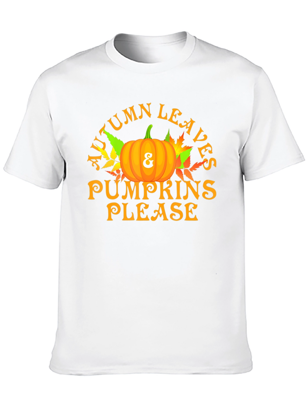 Autumn Leaves & Pumpkins Please Graphic T-Shirt