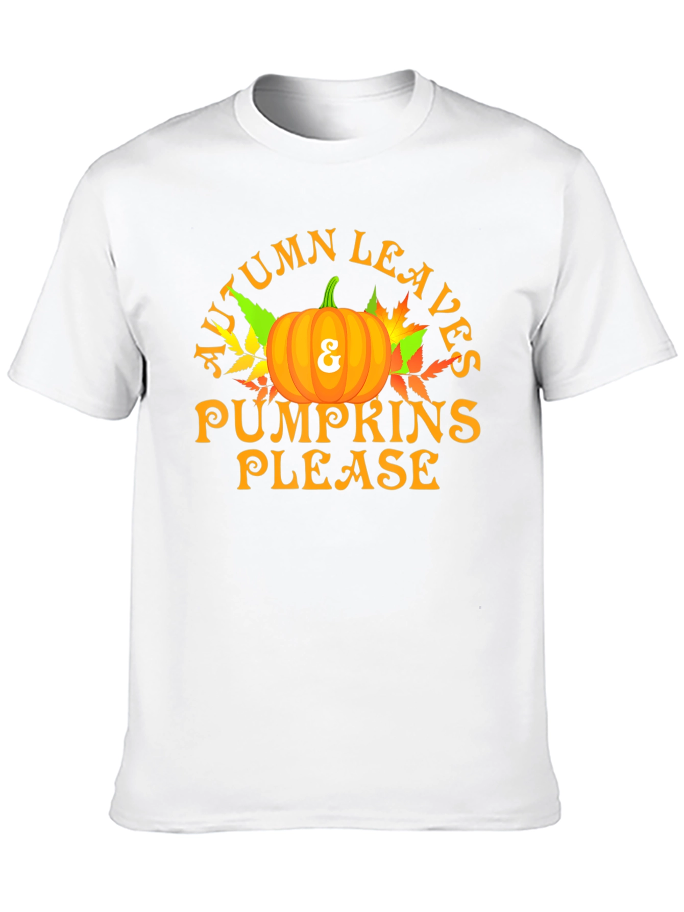 Autumn Leaves & Pumpkins Please Graphic T-Shirt