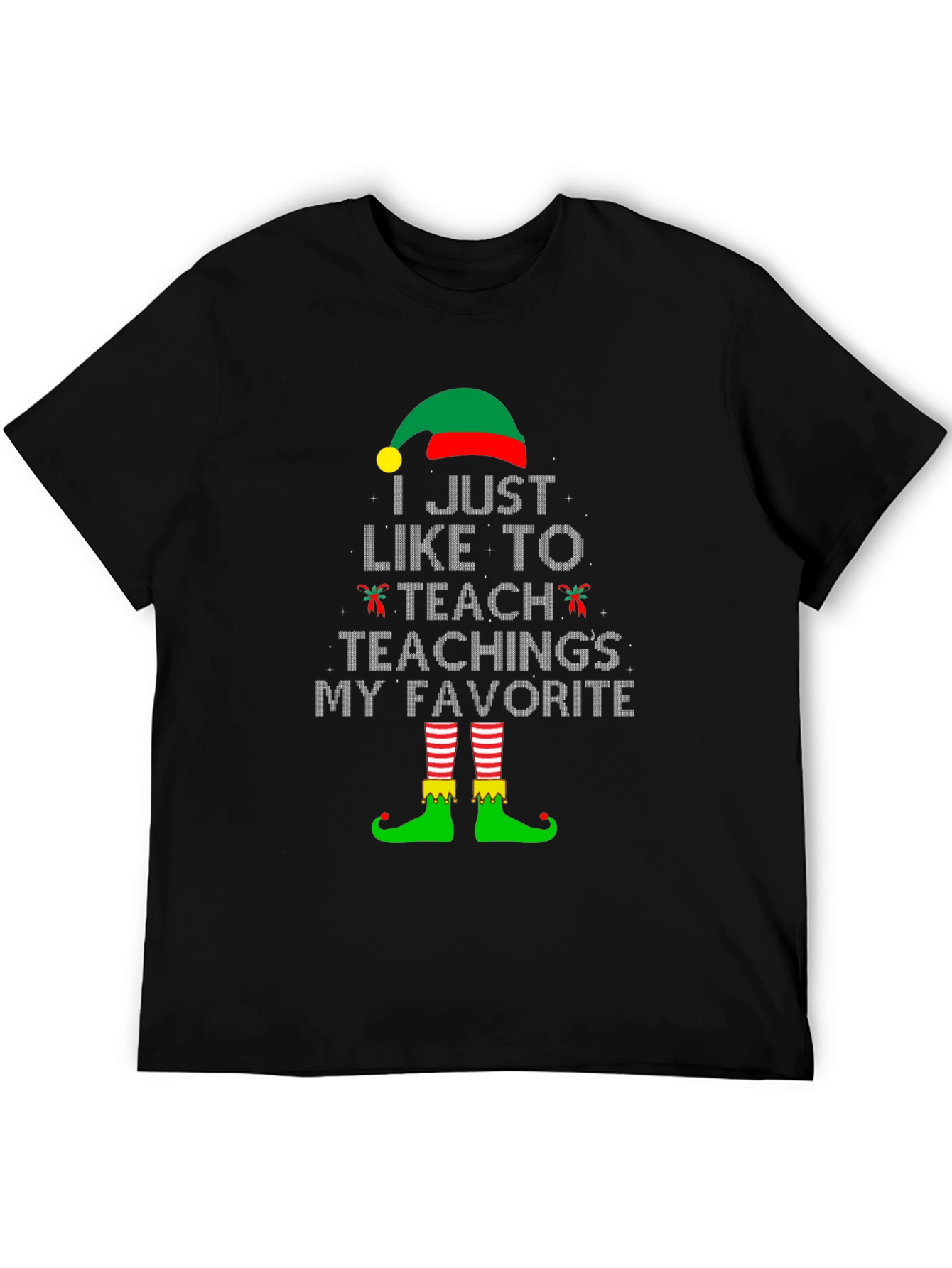 Elf Teacher Christmas T-Shirt - I Teach Teachings My Favorite