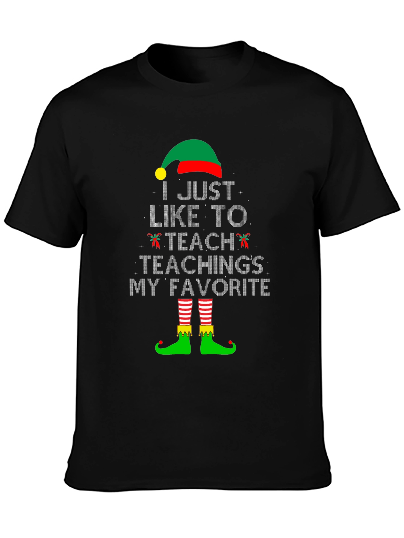 Elf Teacher Christmas T-Shirt - I Teach Teachings My Favorite
