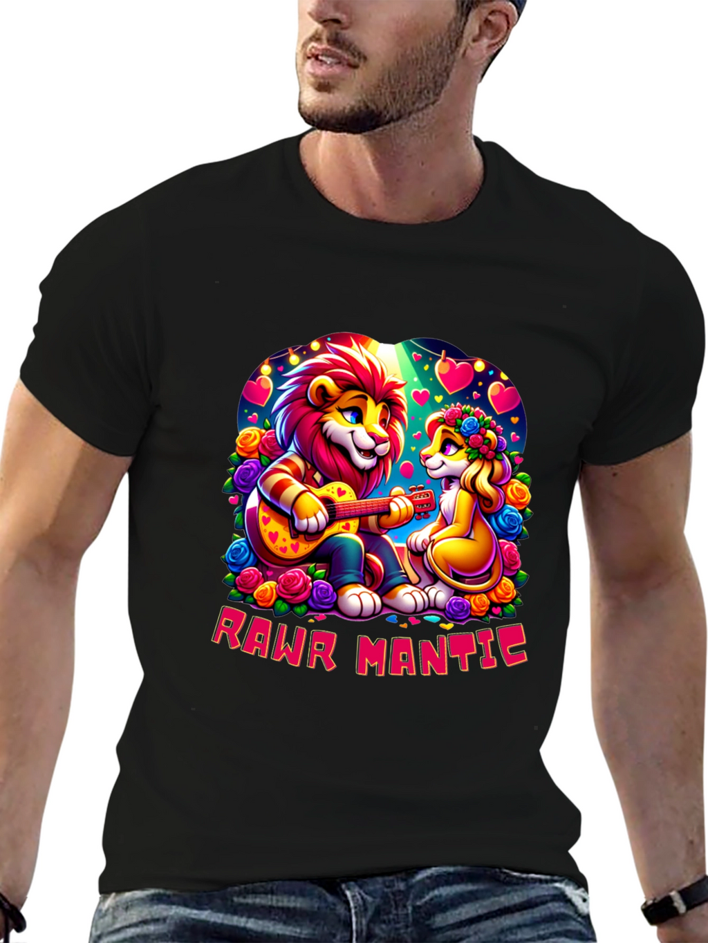 Rawr Mantic Lion Couple Graphic Tee