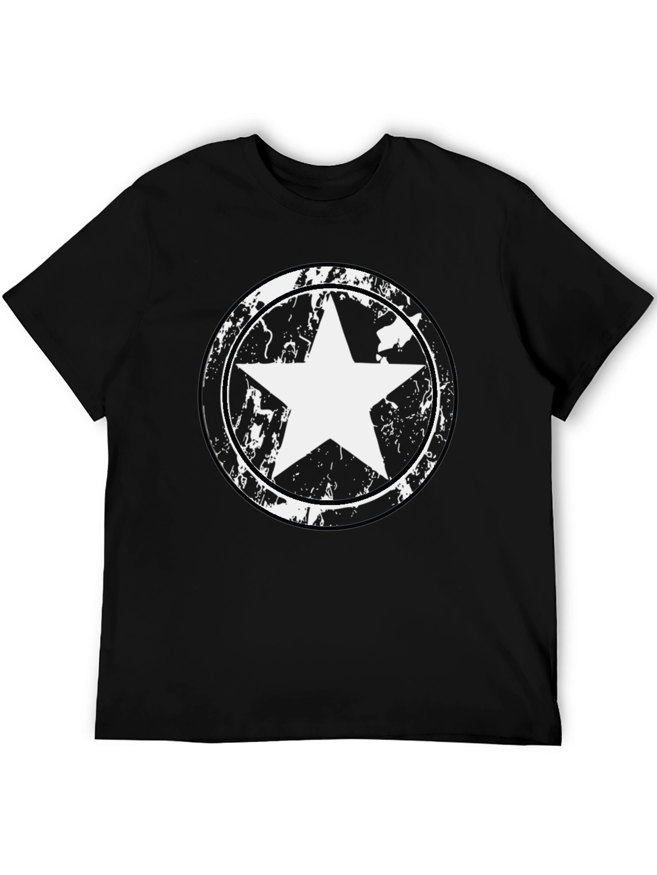 Mens Black Star Graphic T-Shirt