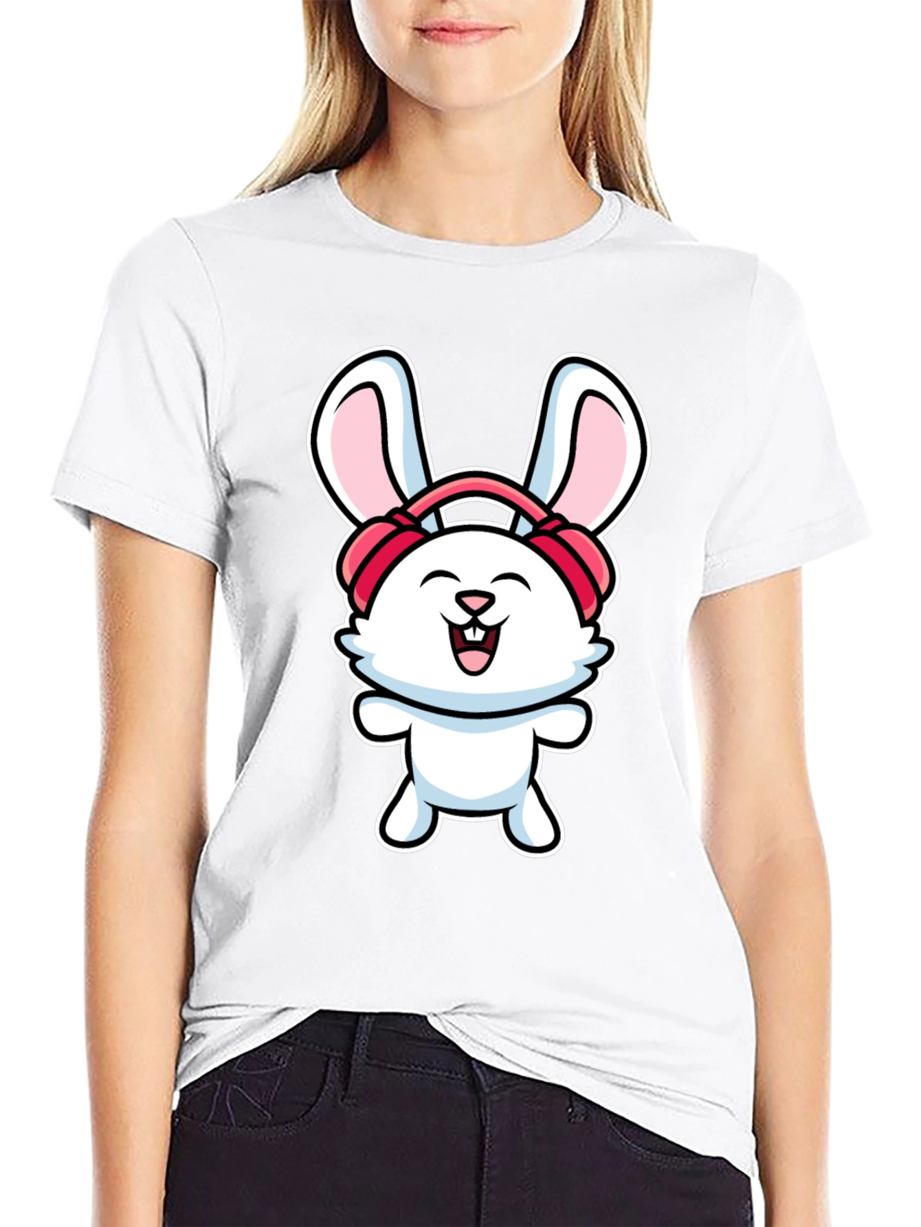 Bunny Headphones Graphic T-Shirt