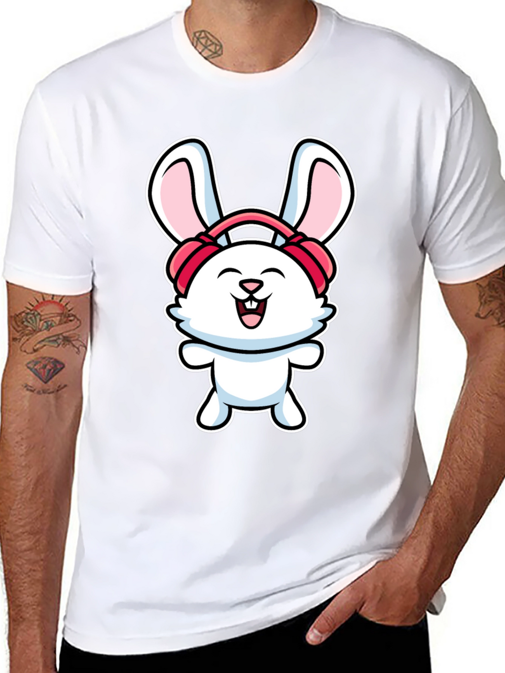 Bunny Headphones Graphic T-Shirt