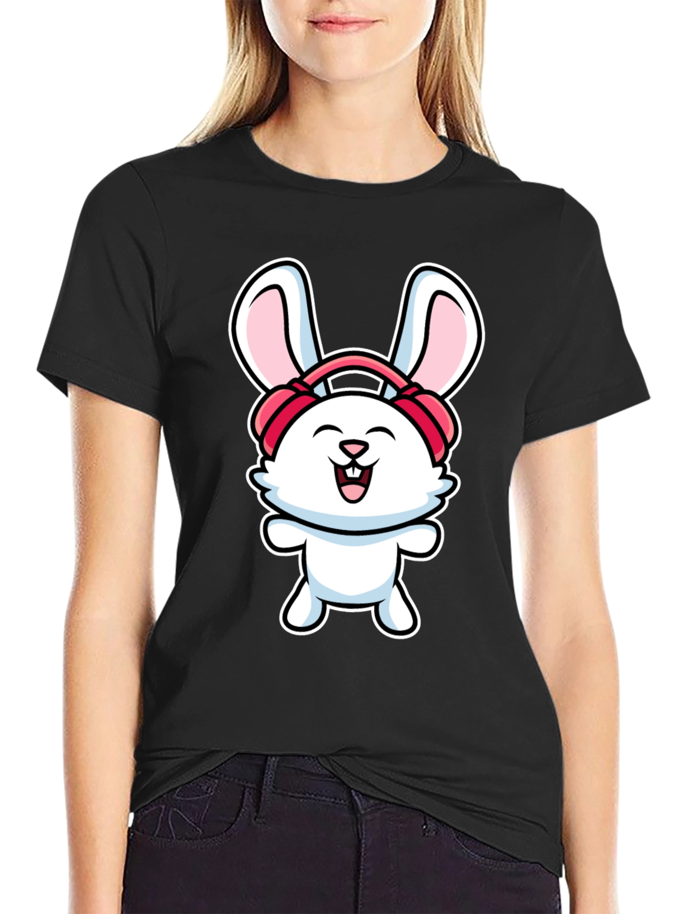Bunny Headphones Graphic T-Shirt