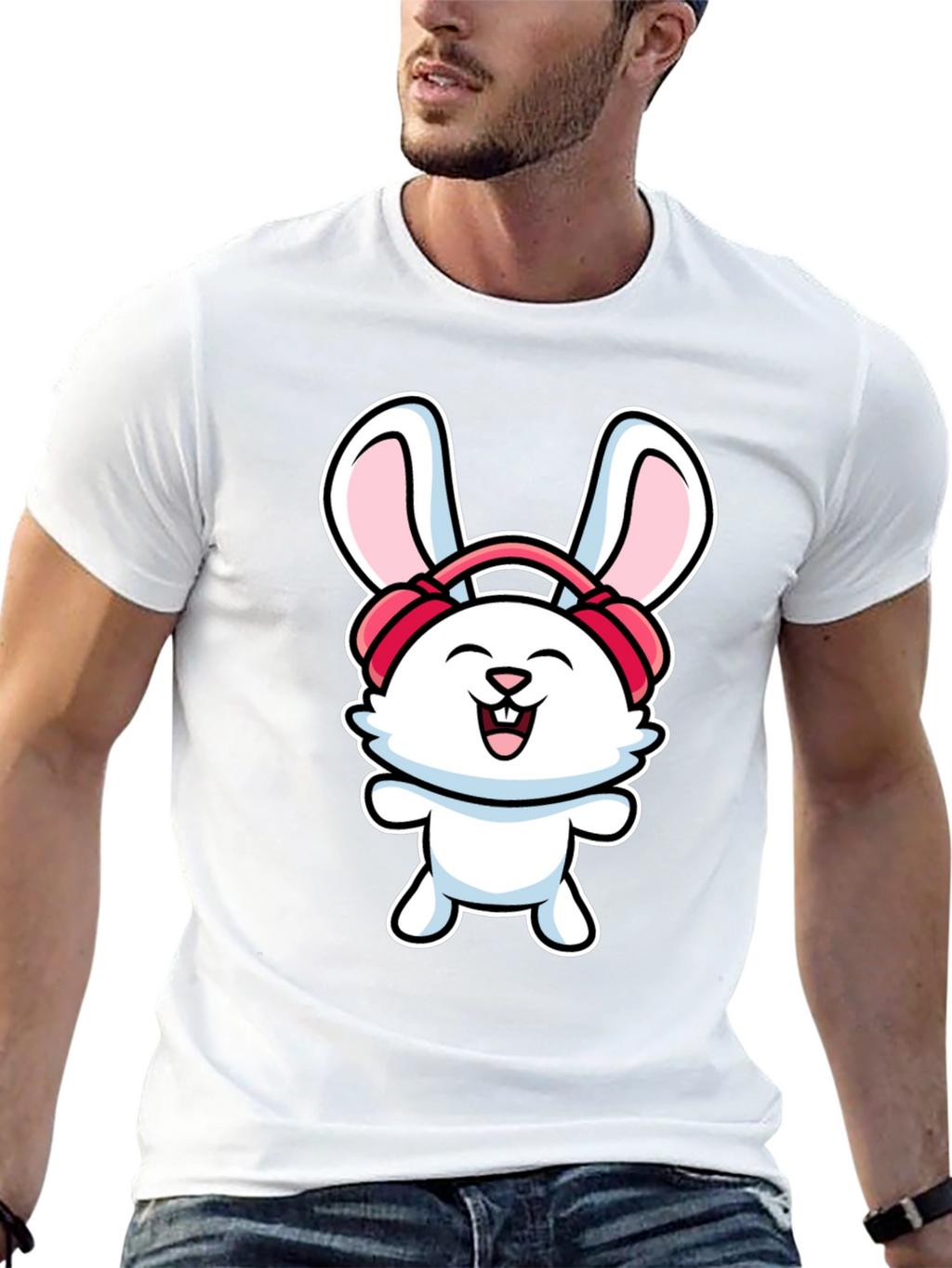 Bunny Headphones Graphic T-Shirt