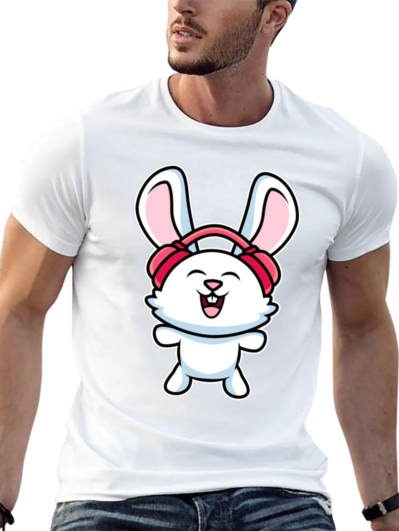 Bunny Headphones Graphic T-Shirt