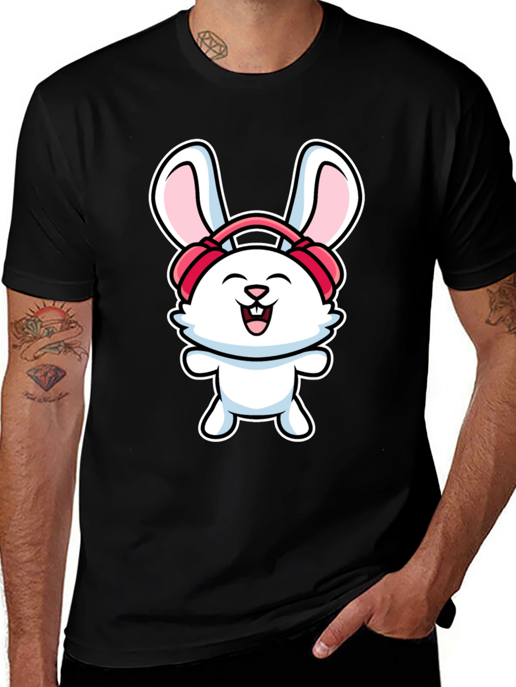 Bunny Headphones Graphic T-Shirt