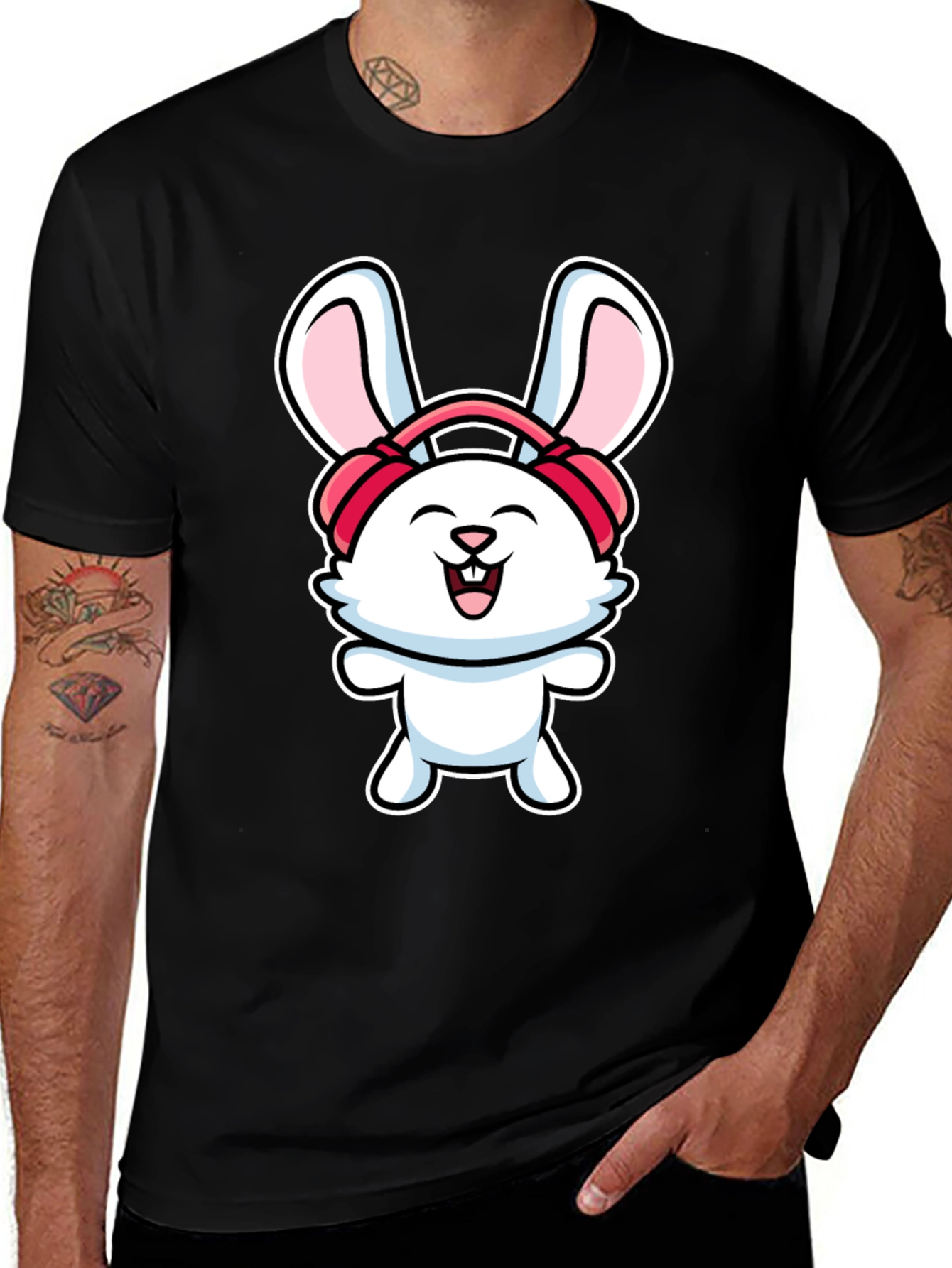 Bunny Headphones Graphic T-Shirt