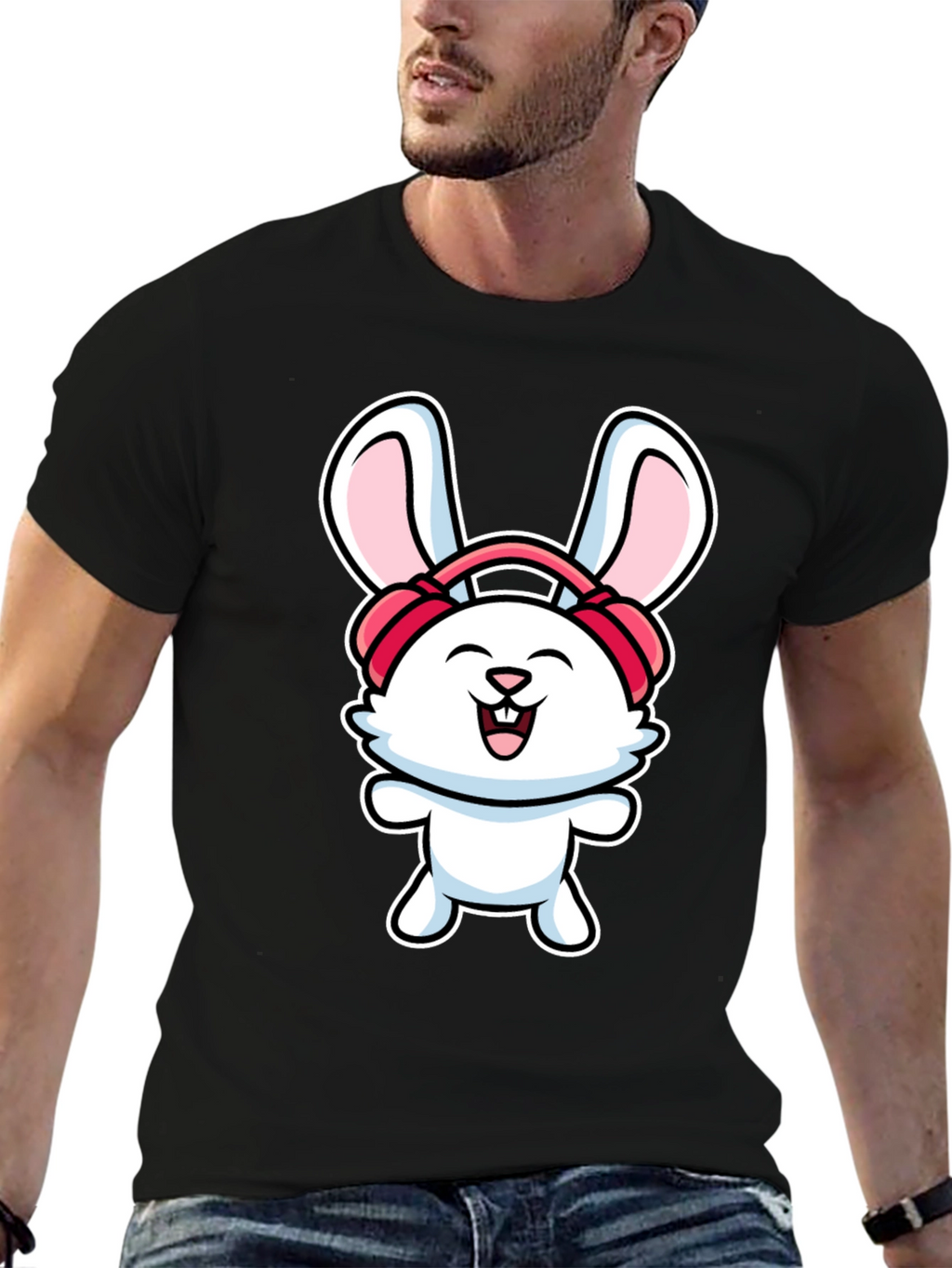 Bunny Headphones Graphic T-Shirt