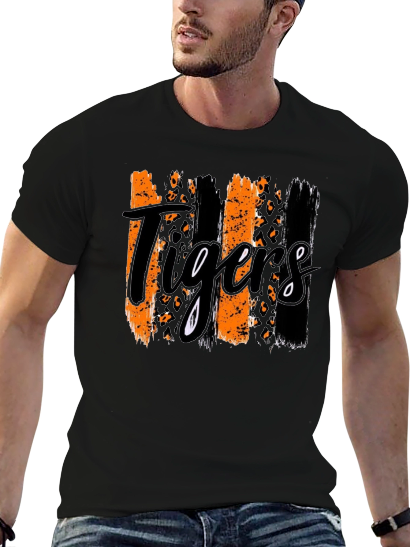 Tigers Graphic Print Mens Black T-Shirt