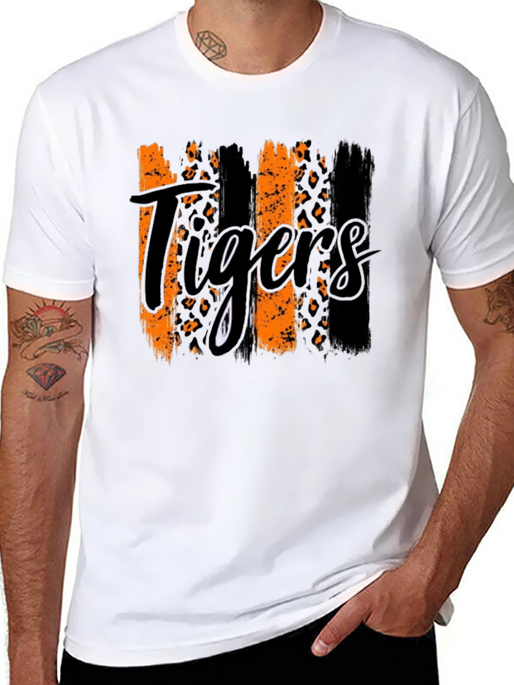 Tigers Graphic Print Mens Black T-Shirt