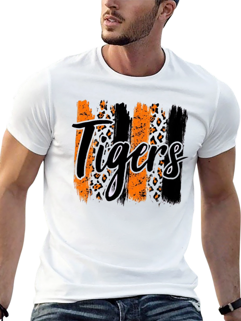 Tigers Graphic Print Mens Black T-Shirt